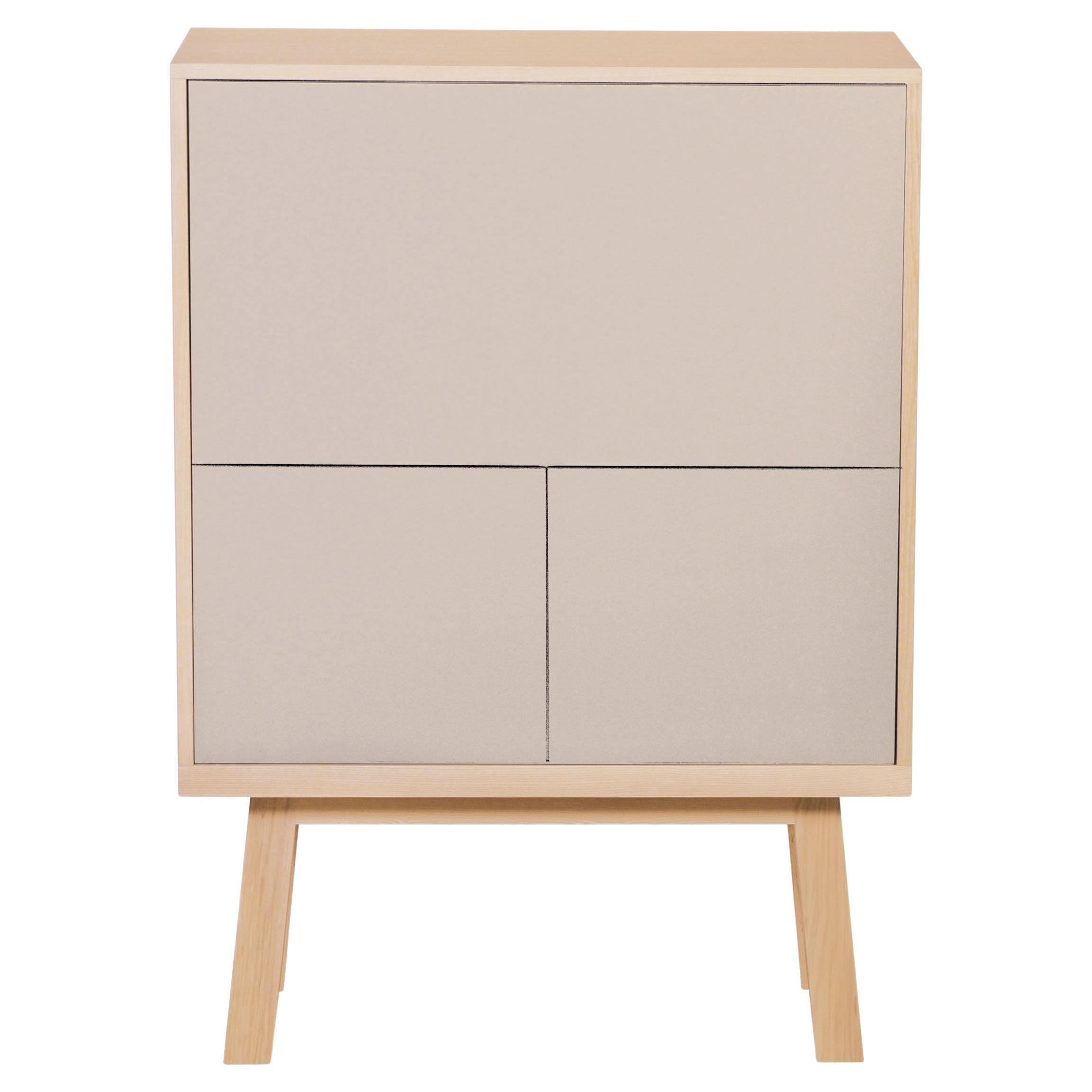 Bureau secrétaire au design gris clair en frêne, 11 couleurs et 2 larges options sont disponibles