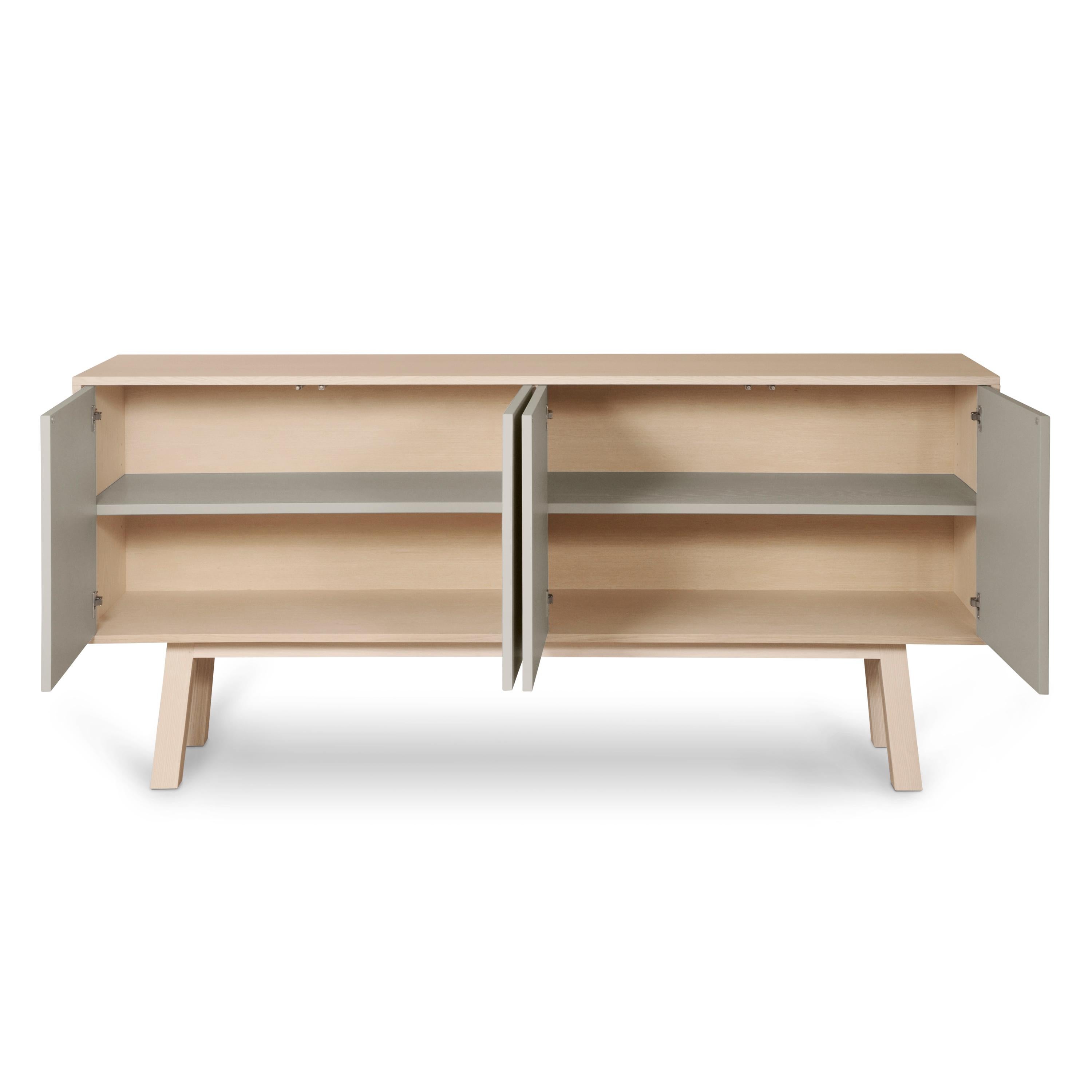 Light Grey Sideboard Kube in Wood, Design Eric Gizard, Paris Made in France For Sale 1