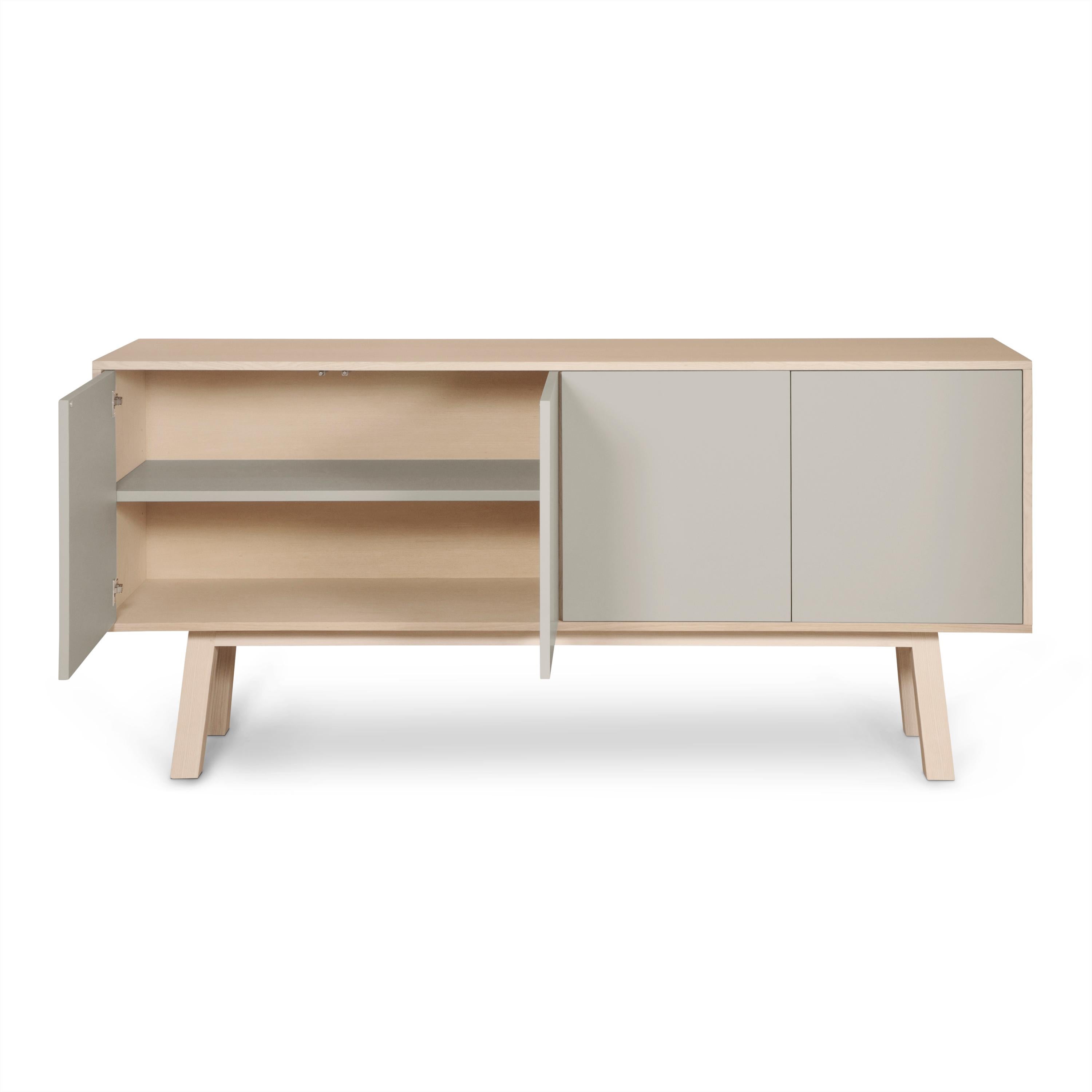 Contemporary Light Grey Sideboard Kube in Wood, Design Eric Gizard, Paris Made in France For Sale