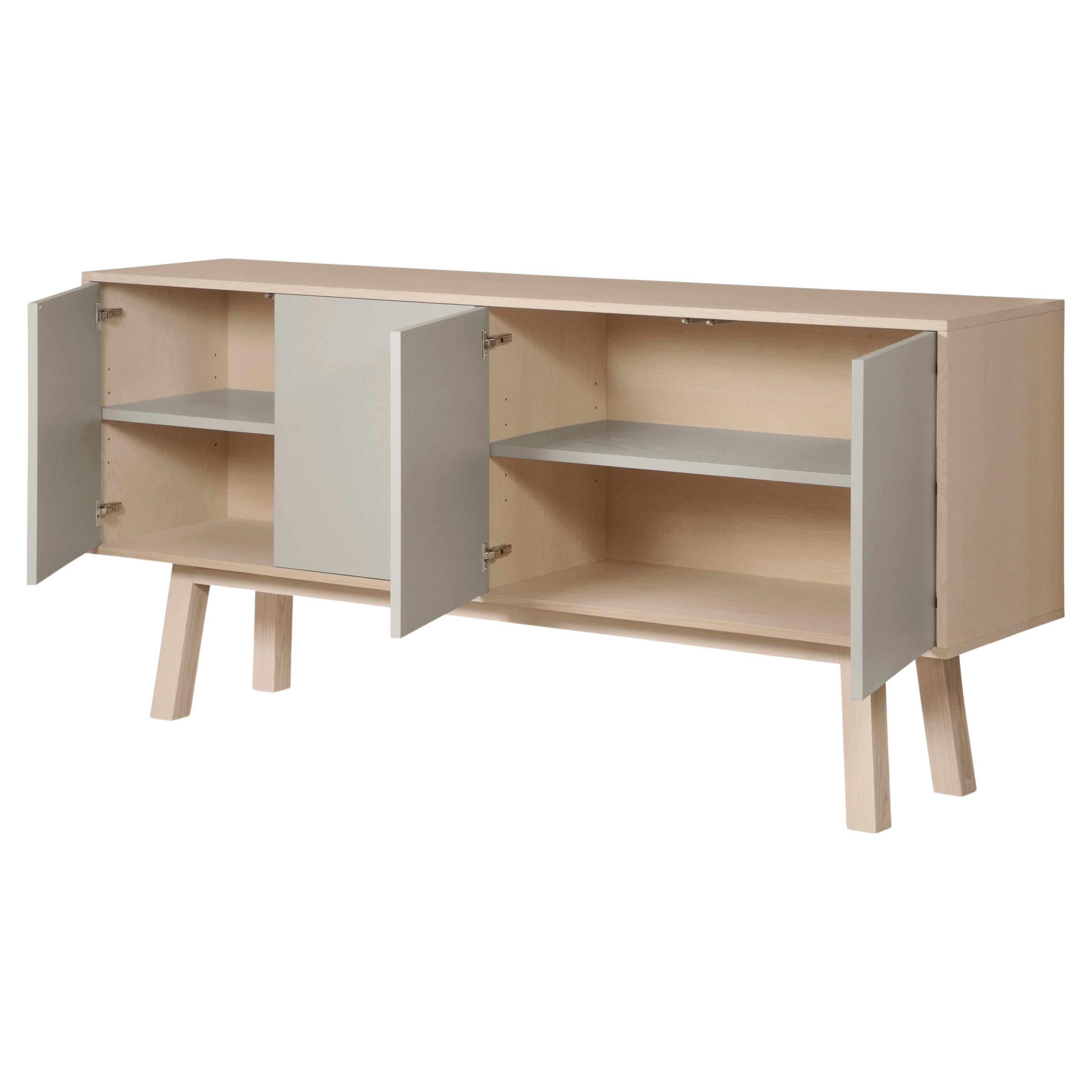 Light Grey Sideboard Kube in Wood, Design Eric Gizard, Paris Made in France For Sale
