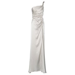 Vintage Light grey silk satin evening strapless dress Alberta Feretti