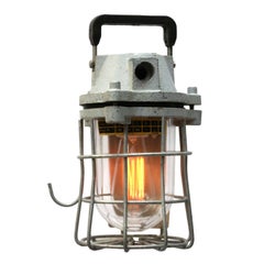cage pendant light Light Grey Vintage European Industrial Cast Iron Clear Glass Cage Light