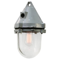 Lights de suspension en verre clair gris clair vintage industriel