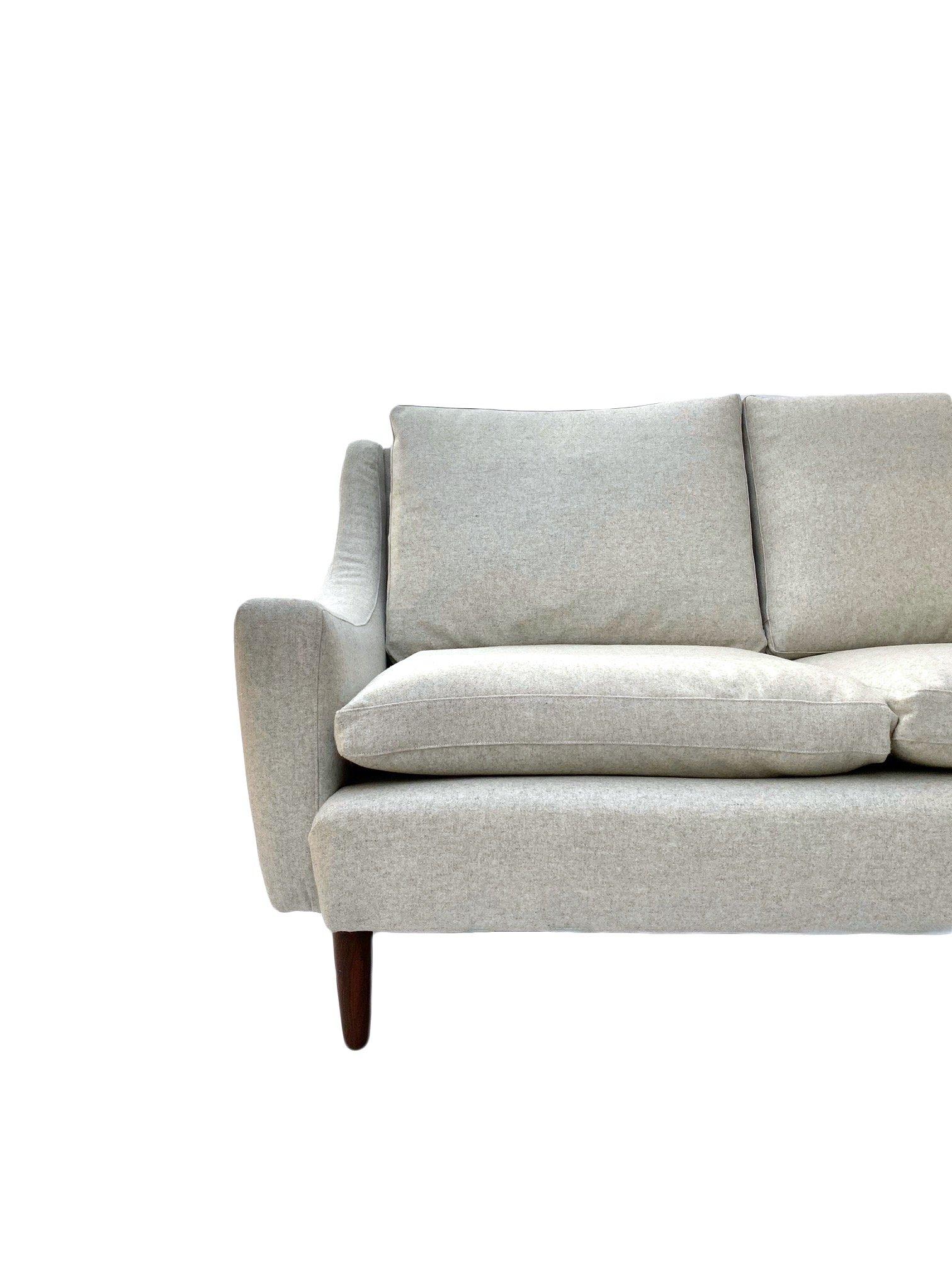 Light Grey Wool 3 Seater Sofa. Mid-Century, 1960s, Danish In Excellent Condition In London, GB