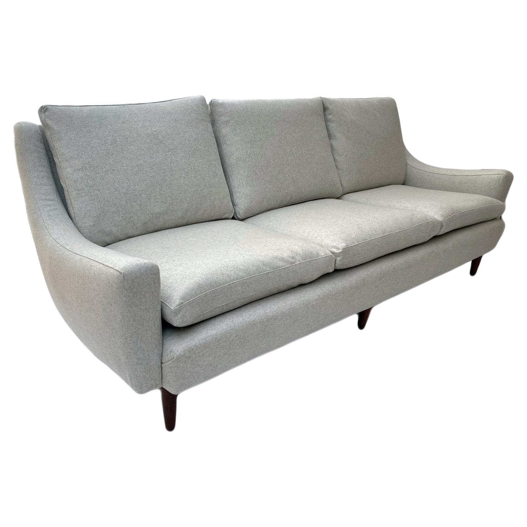 Light Grey Wool 3 Seater Sofa. Mid-Century, 1960s, Danish