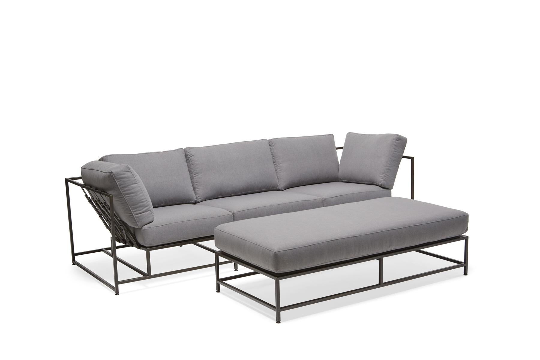 Light Grey Wool and Blackened Steel L Sectional In New Condition For Sale In Los Angeles, CA
