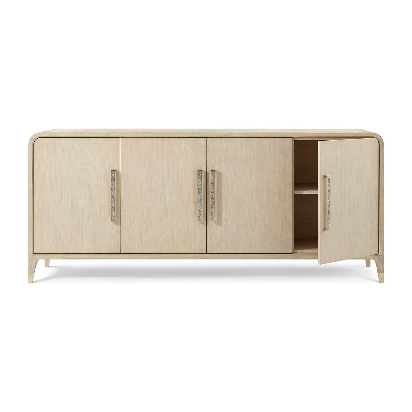 Vietnamese Light Hollywood Regency Sideboard Buffet For Sale