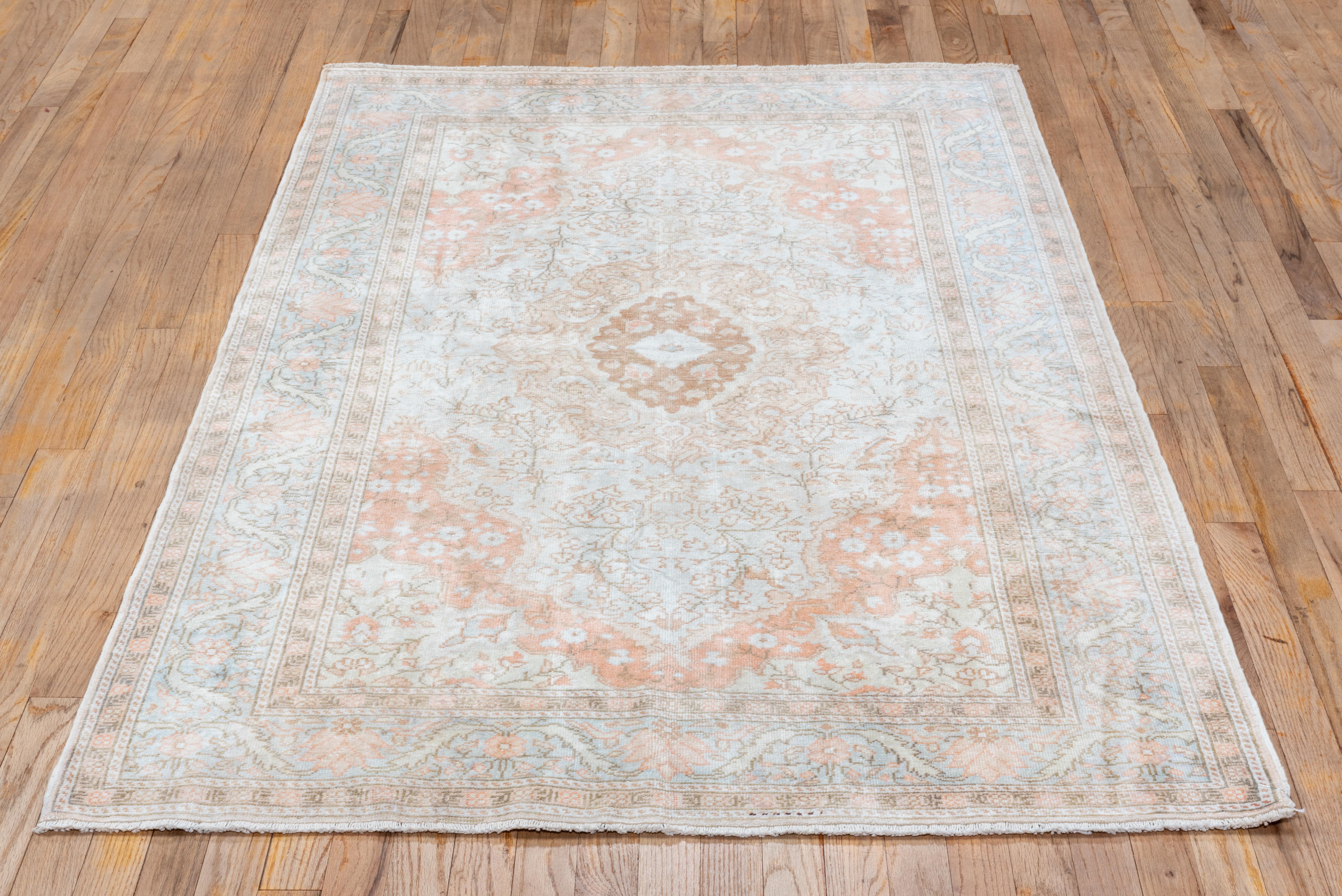 Light Ivory and Baby Blue Kaisary Persian Rug - Antique 1930s For Sale 2