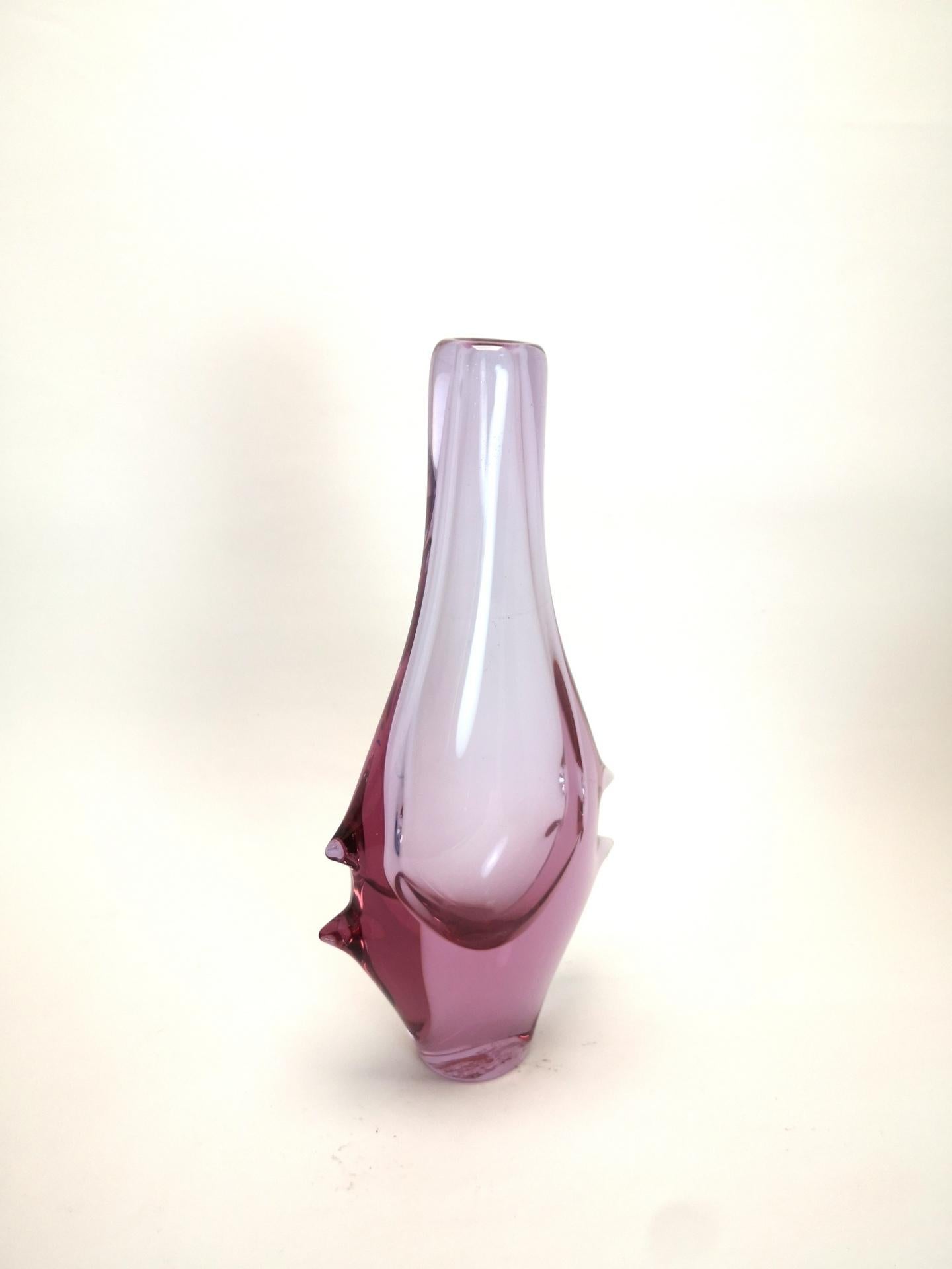 European Light Lilac Bohemian Glass Vase, 1960s For Sale