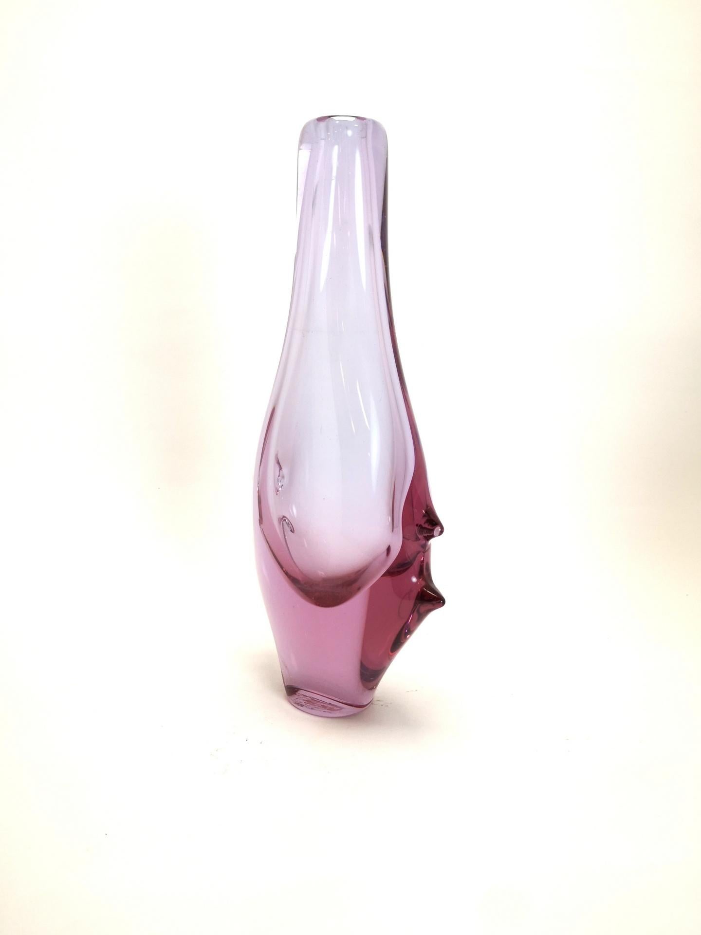 Mid-20th Century Light Lilac Bohemian Glass Vase, 1960s For Sale