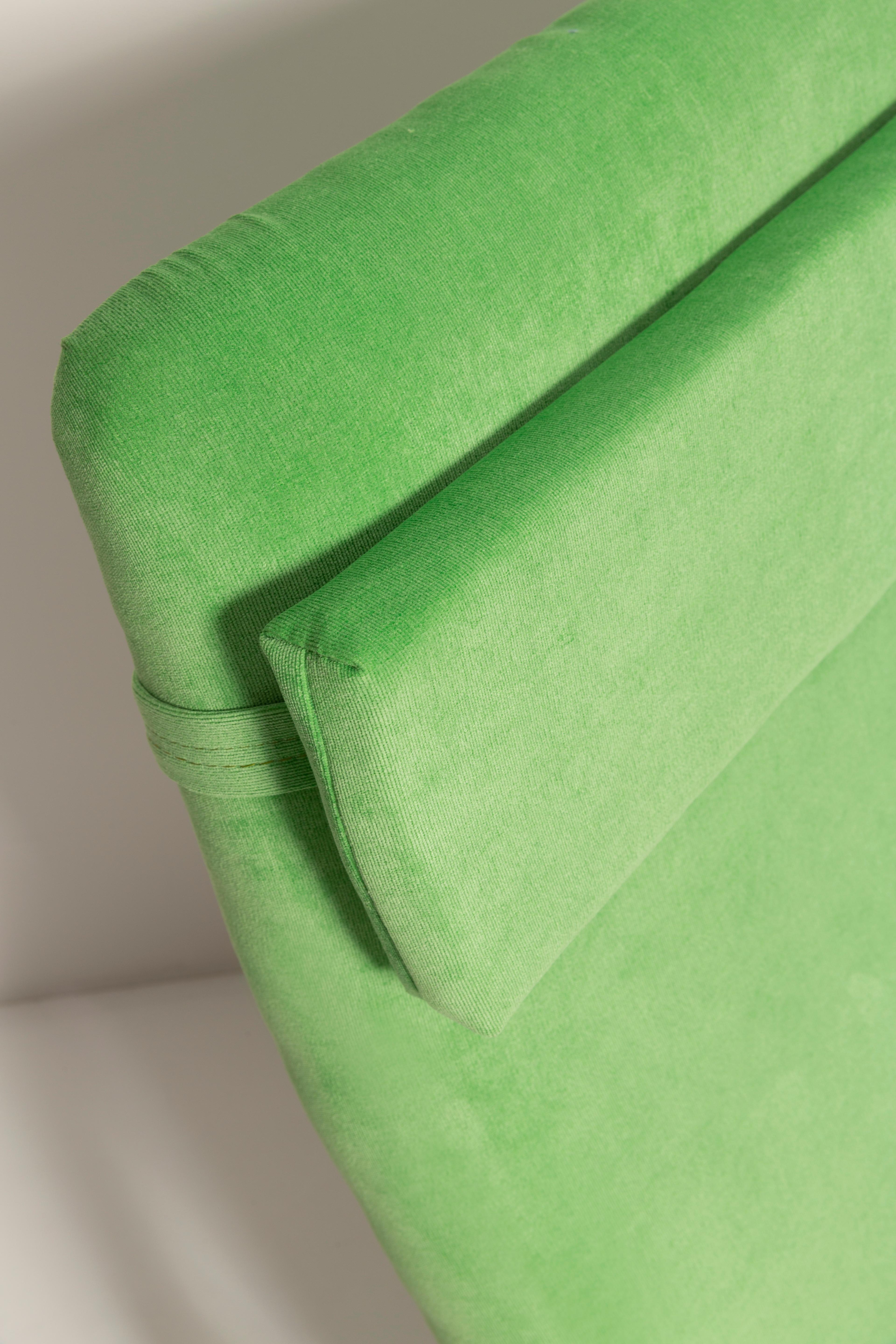Hand-Crafted Light Lime Green Velvet Armchair, GFM-64 High, Edmund Homa, 1960s For Sale