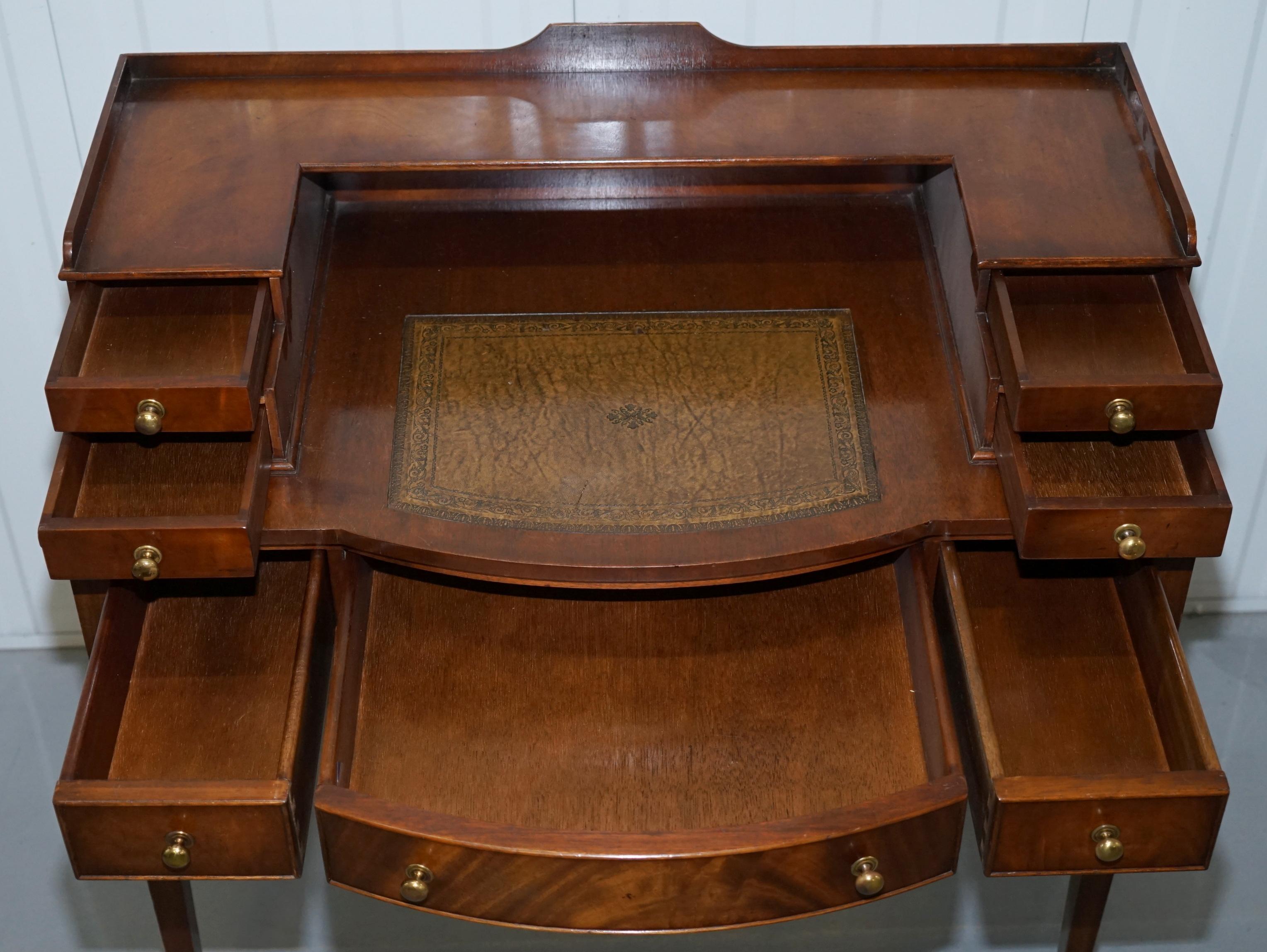 Light Mahogany Bevan Funnell Desk, Leather Writing Surface and Drawers 7