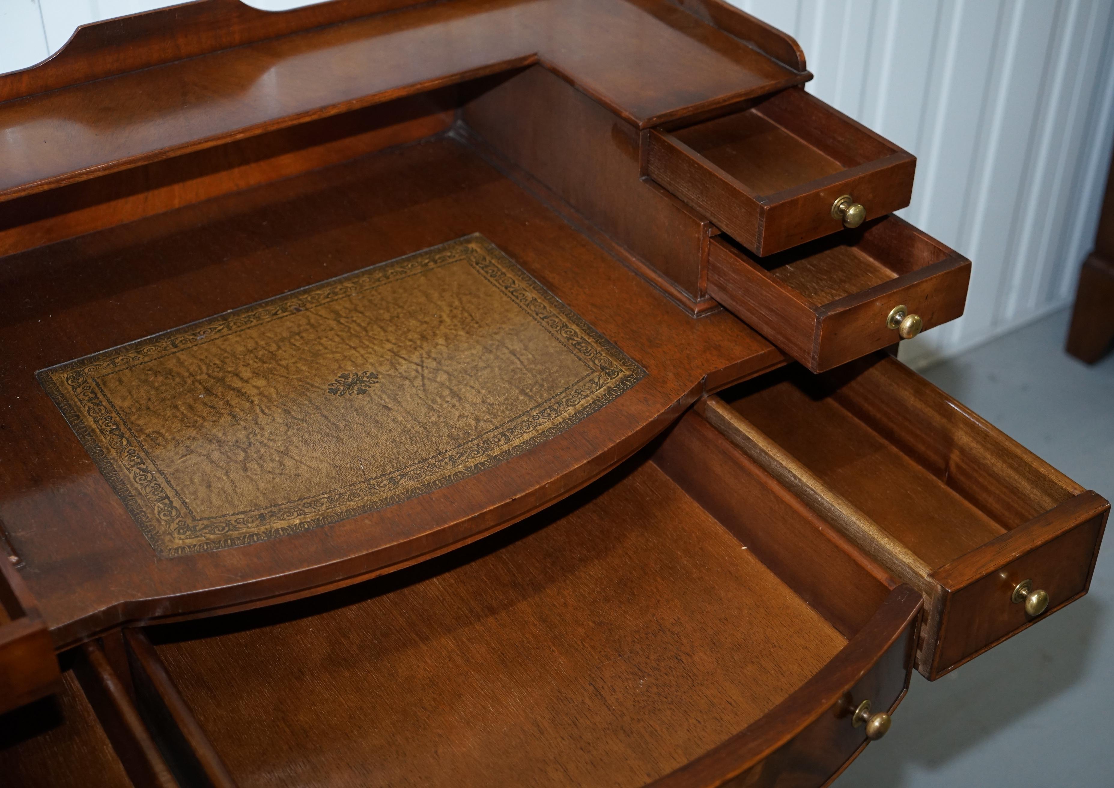 Light Mahogany Bevan Funnell Desk, Leather Writing Surface and Drawers 9