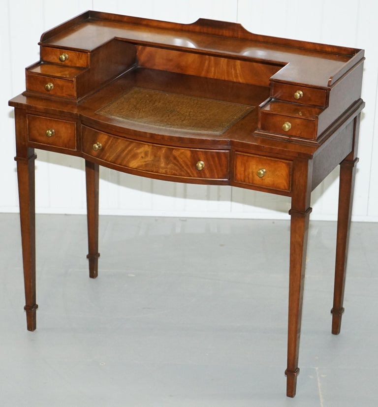 Light Mahogany Bevan Funnell Desk, Leather Writing Surface and Drawers