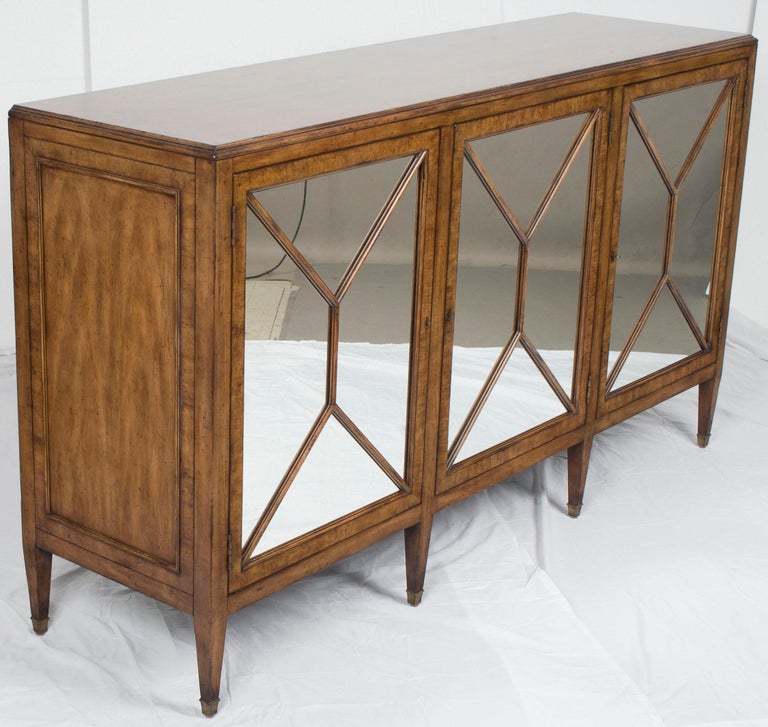 Light Mahogany Distressed Buffet Credenza Sideboard with Antiqued