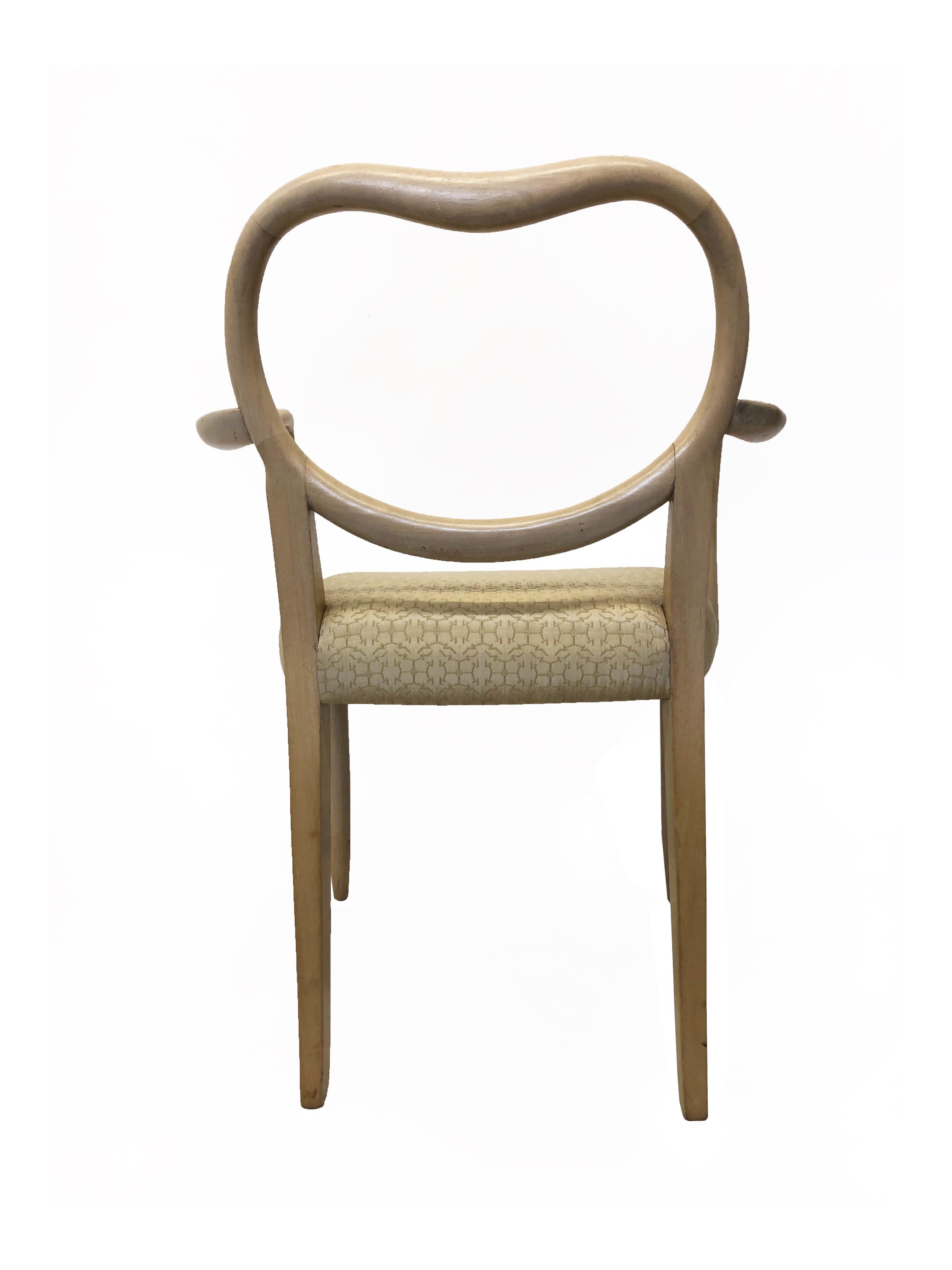 Mid-Century Modern Light Maple Armchair Upholstered in a Juan Montoya Design Fabric  For Sale