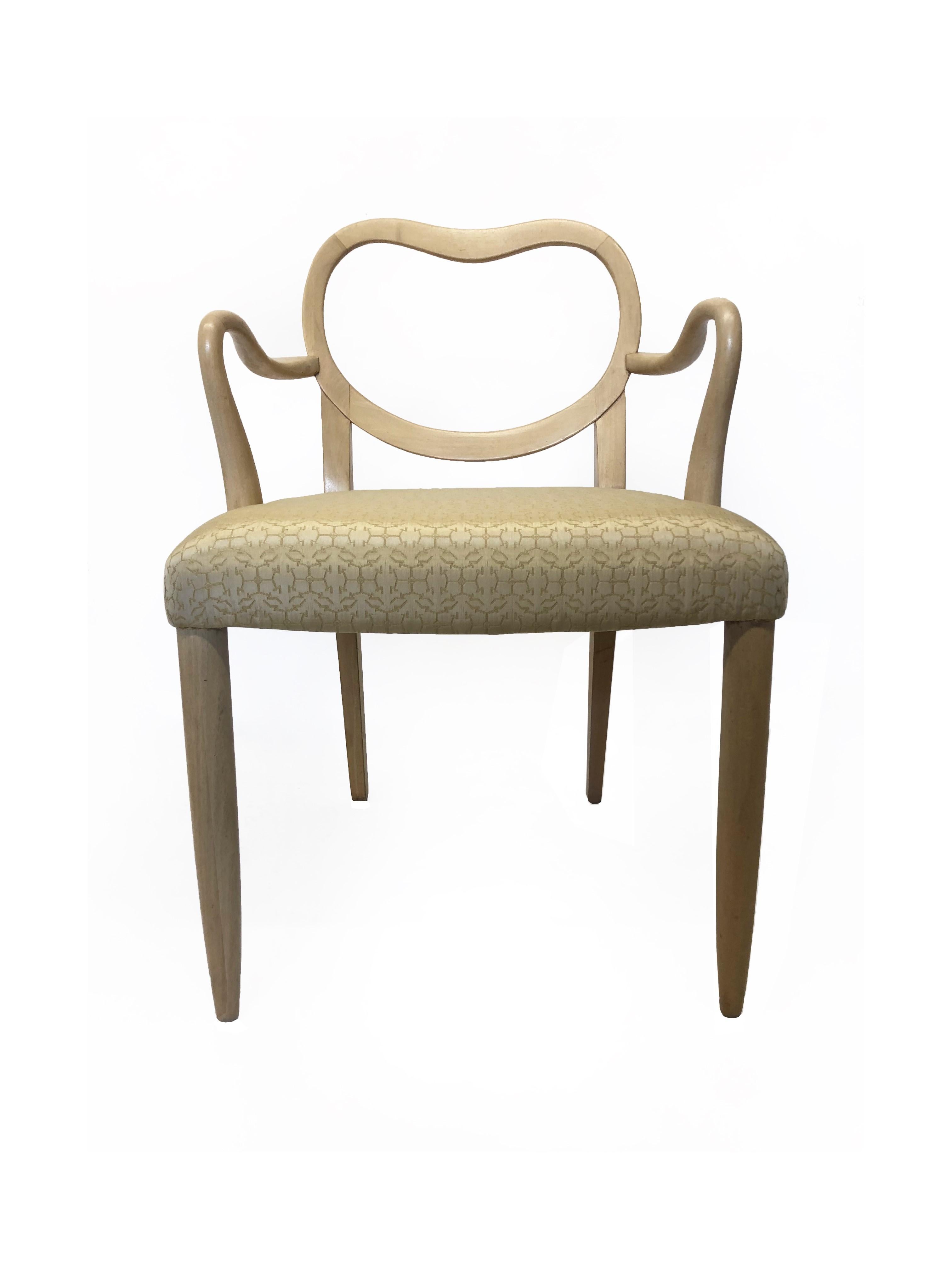 American Light Maple Armchair Upholstered in a Juan Montoya Design Fabric  For Sale