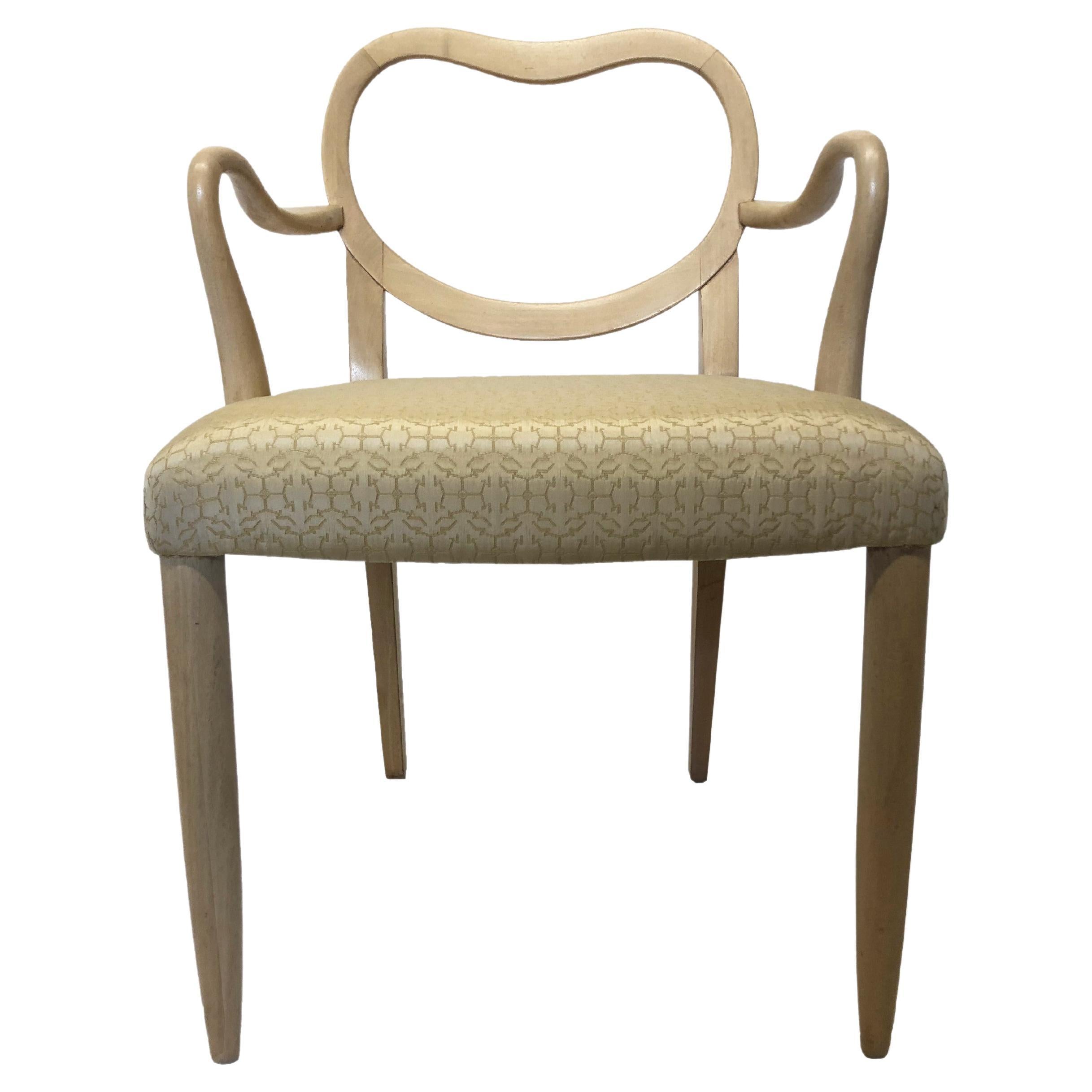 Light Maple Armchair Upholstered in a Juan Montoya Design Fabric  For Sale