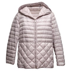 Light Mauve 'S Max Mara Foldable Quilted Hooded Jacket Size US 12