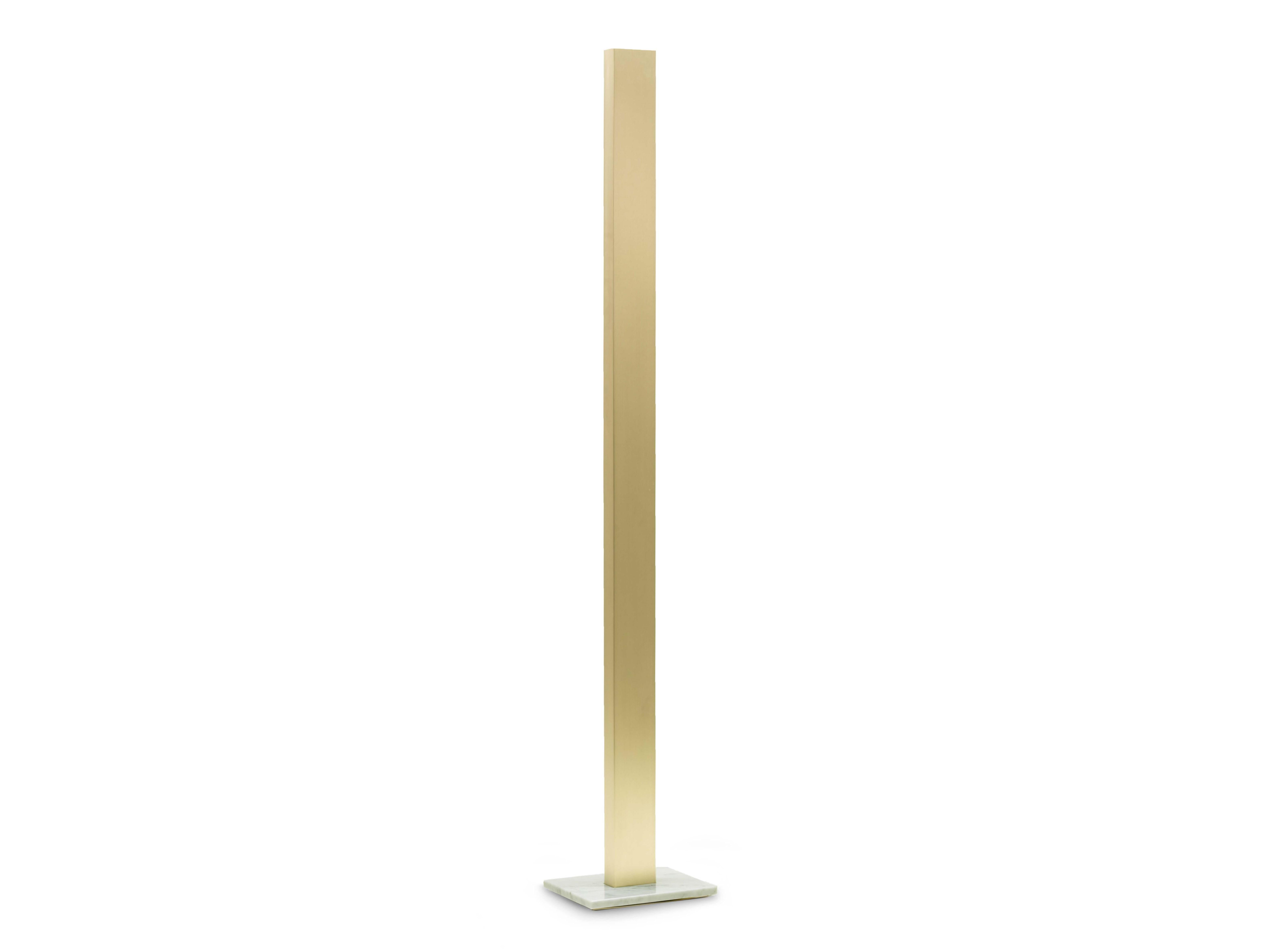 Minimalist Light Me Up Floor Lamp in brushed brass and carrara marble For Sale