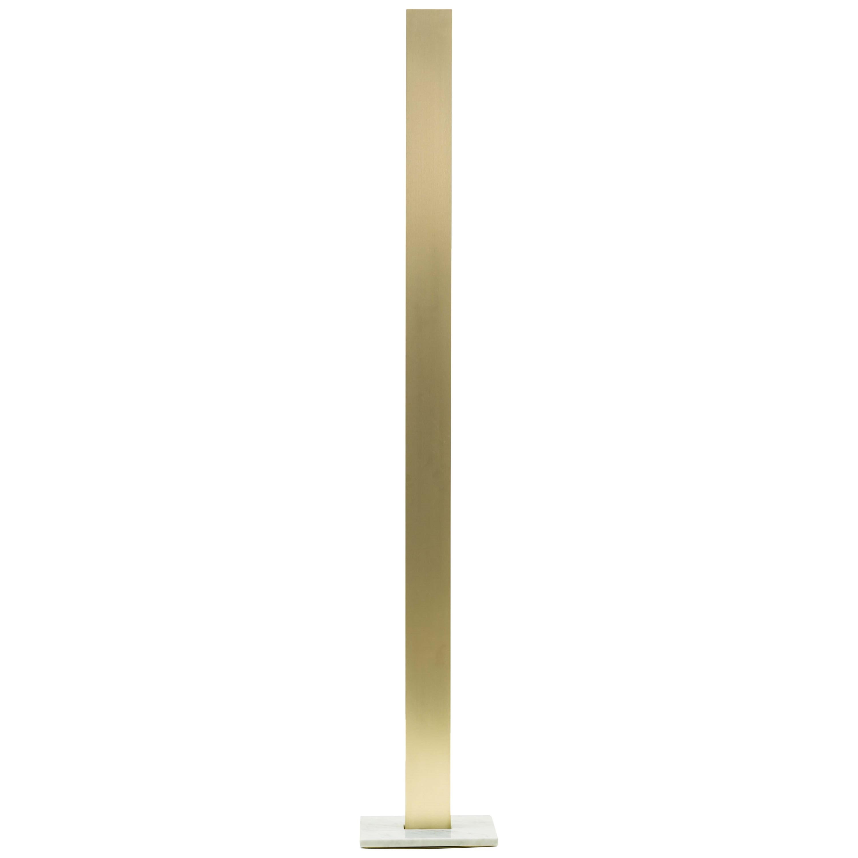 Light Me Up Floor Lamp in brushed brass and carrara marble For Sale