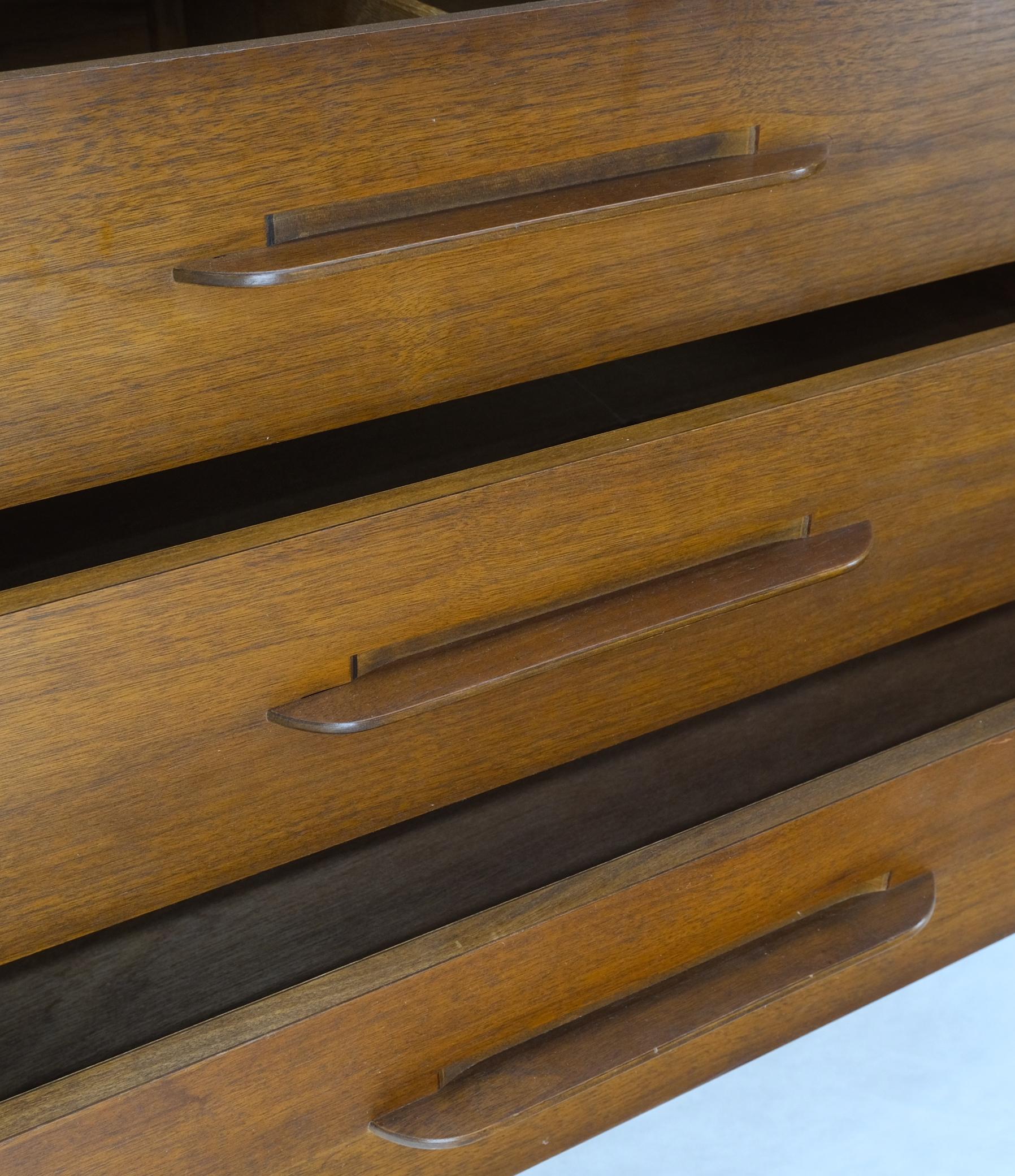 Lacquered Light Medium Walnut Gentleman's High Chest Dresser Cabinet Mid-Century Modern For Sale