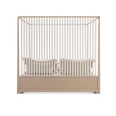 Light Mid Century Canopy Bed - Queen