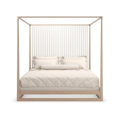 Light Mid Century Canopy Bed - US King