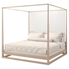 Light Mid Century Canopy Bed - US King