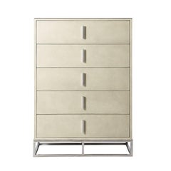 Light Mid Century Leather Tall Chest