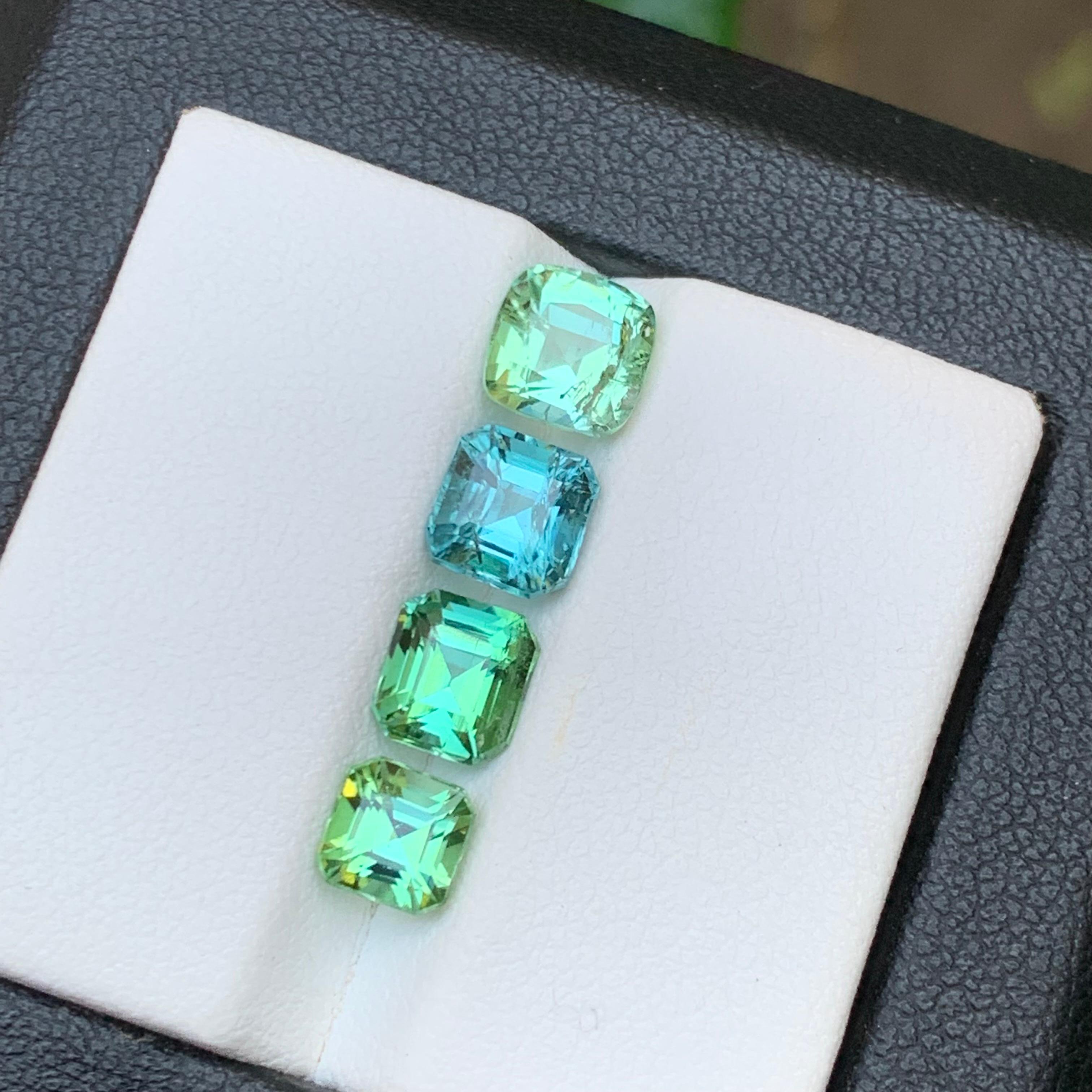 Light Mint Green & a Blue Natural Tourmaline Gemstones Lot 4.70 Ct for Jewelry For Sale 5