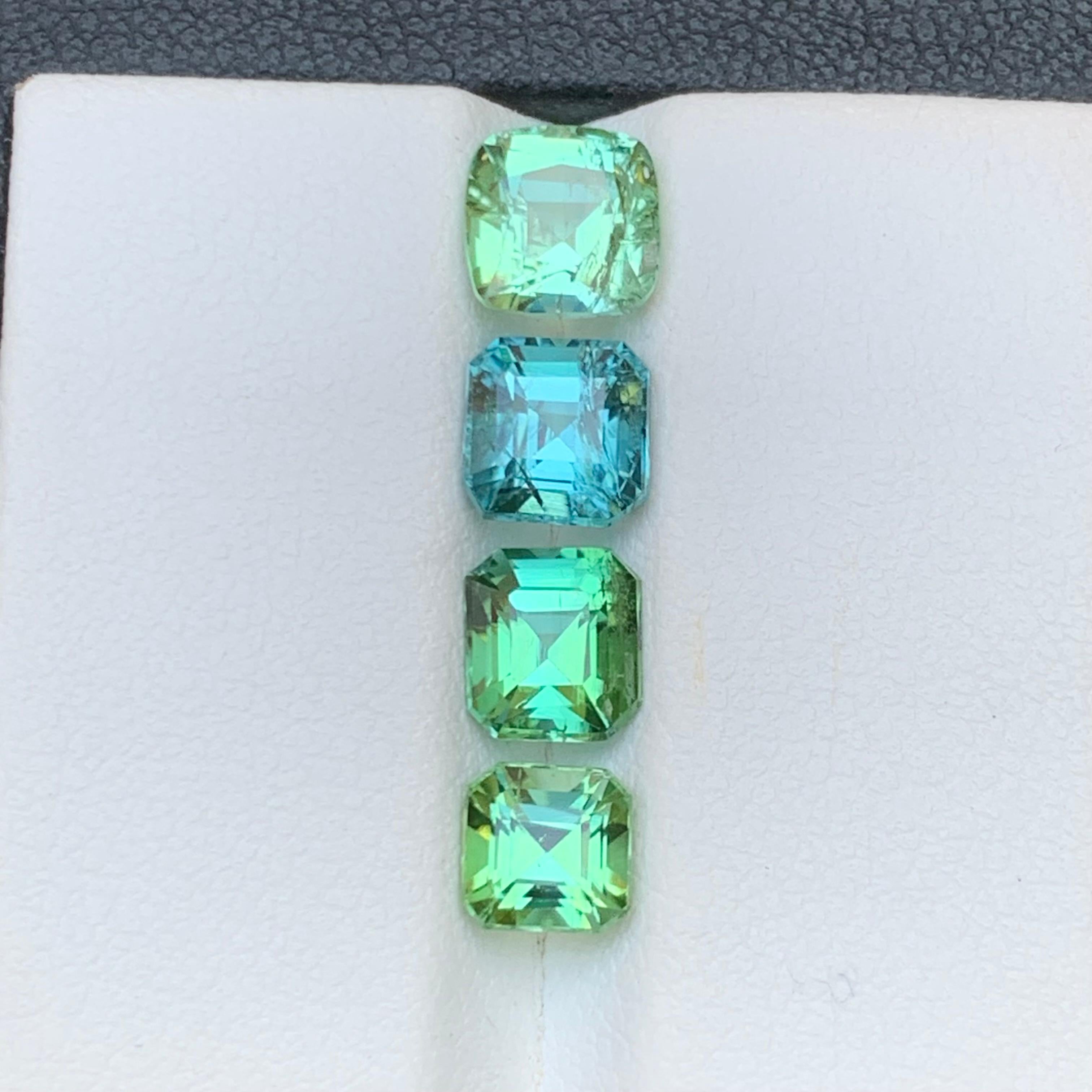 Light Mint Green & a Blue Natural Tourmaline Gemstones Lot 4.70 Ct for Jewelry For Sale 6
