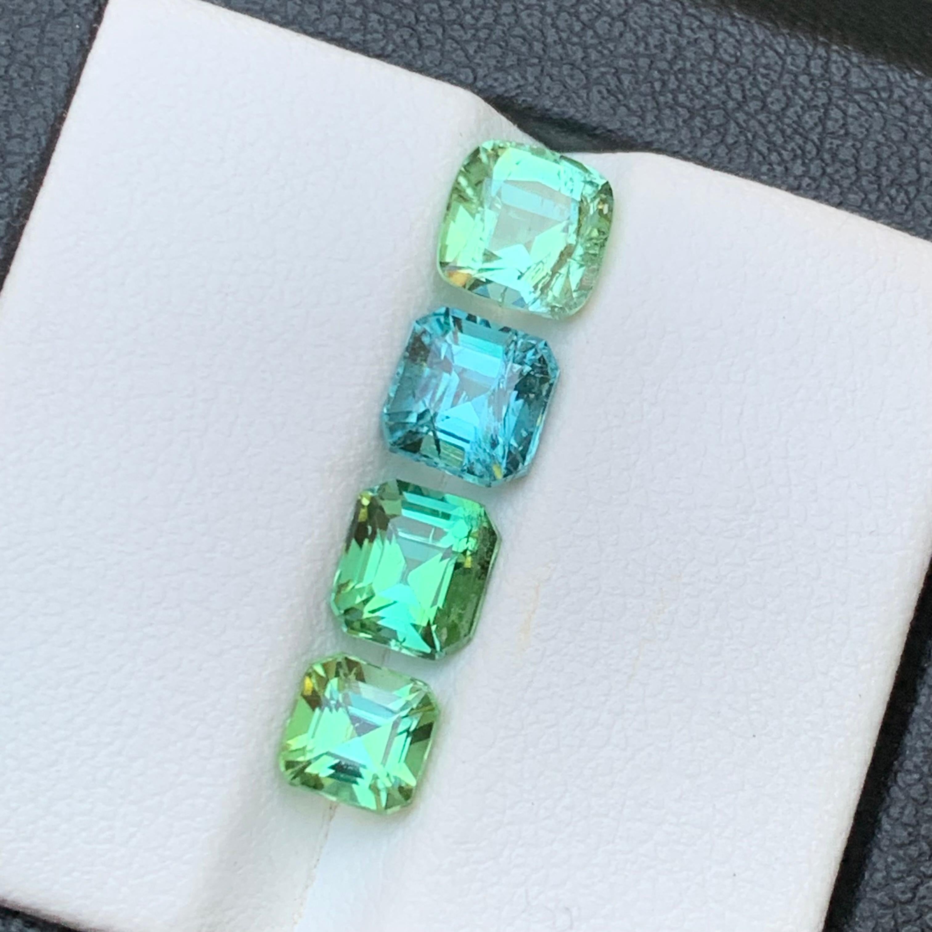 Light Mint Green & a Blue Natural Tourmaline Gemstones Lot 4.70 Ct for Jewelry For Sale 3