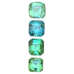 Pierres précieuses de tourmaline naturelle vert menthe clair et bleu, lot de 4,70 carats pour bijouterie