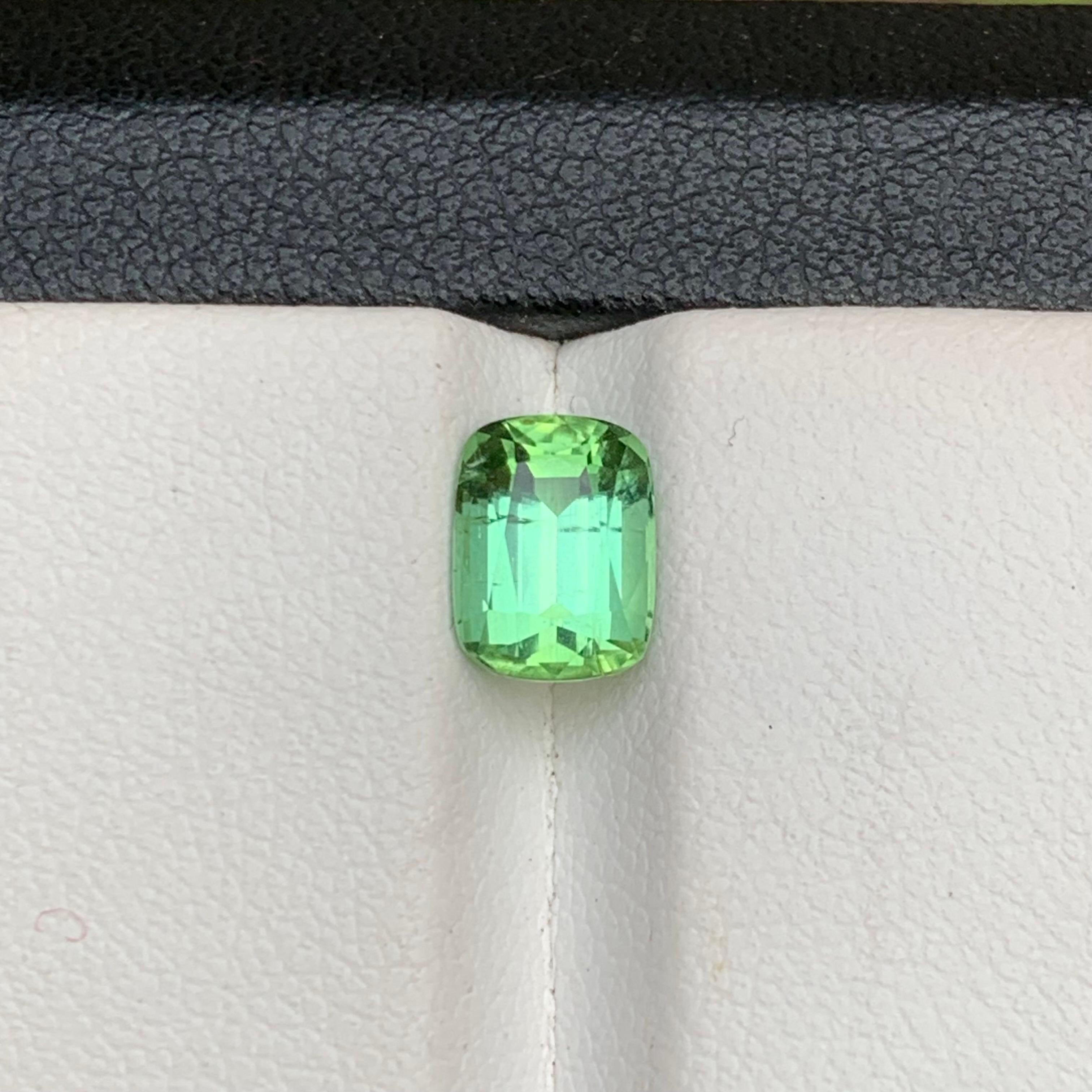 Contemporary Light Mint Green Natural Tourmaline Ring Loose Gemstone 1.60Ct Cushion Cut-Jewel For Sale