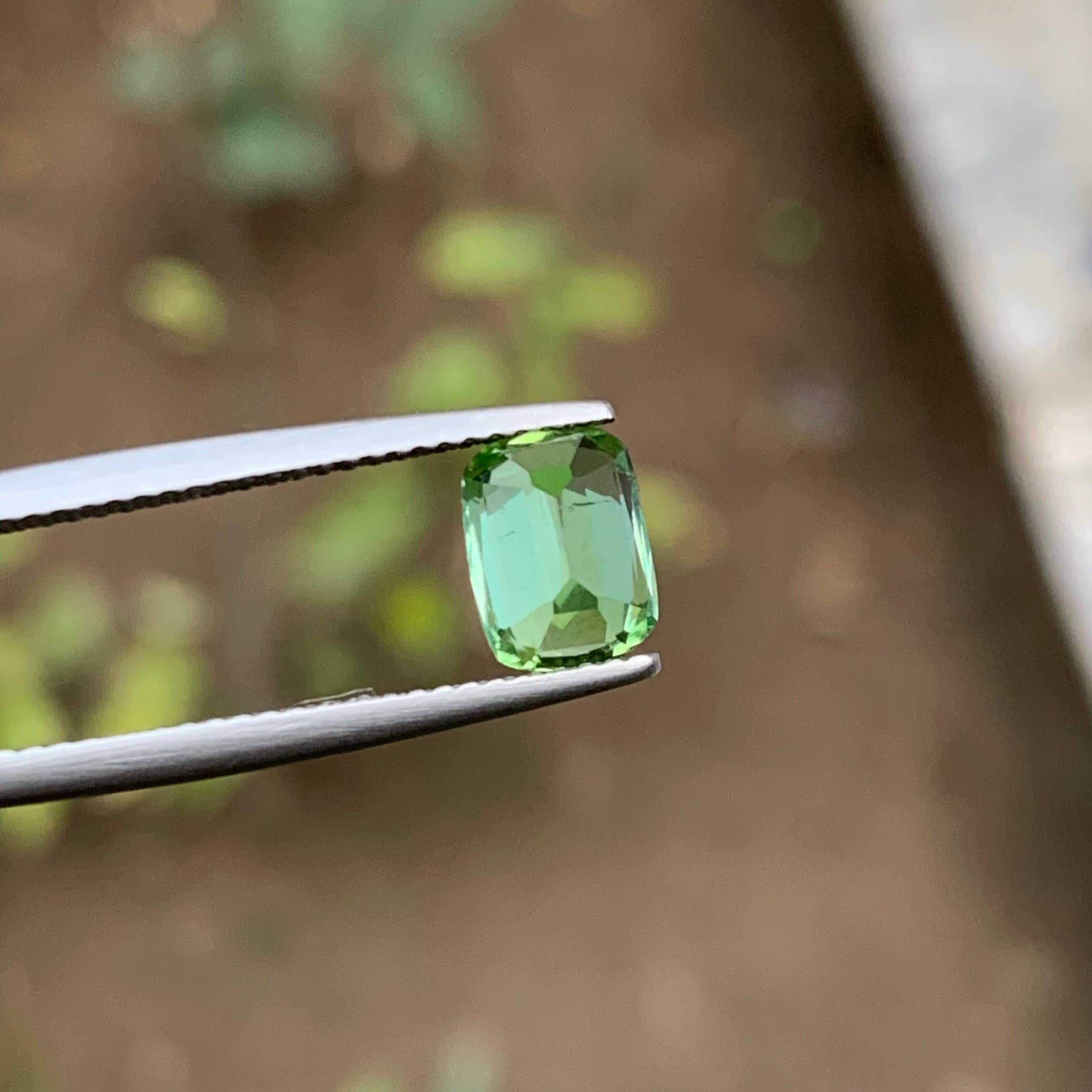 Light Mint Green Natural Tourmaline Ring Loose Gemstone 1.60Ct Cushion Cut-Jewel For Sale 2