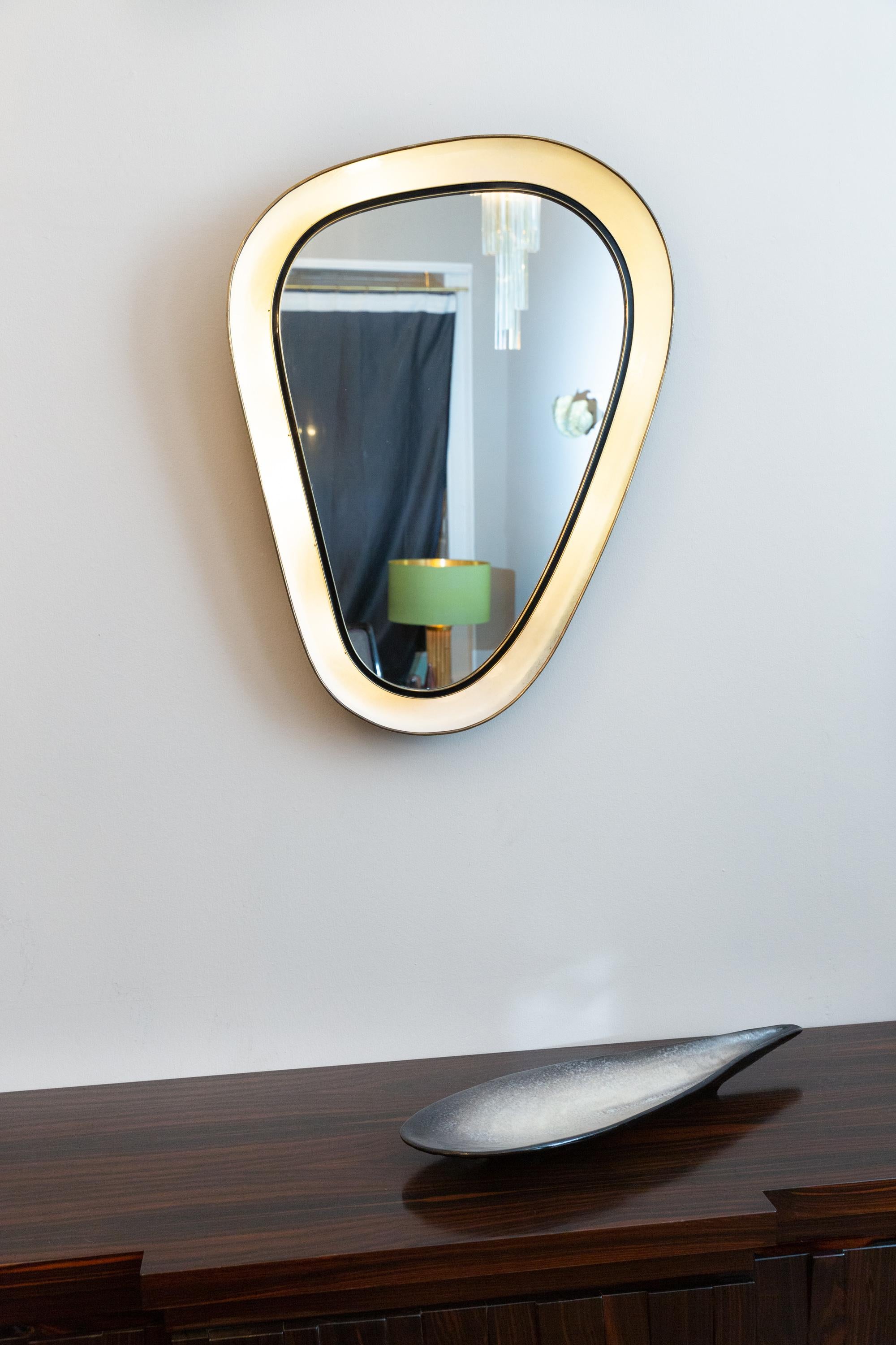 Mid-Century Modern Light Mirror by Vereinigte Werkstätte München, Germany, circa 1950