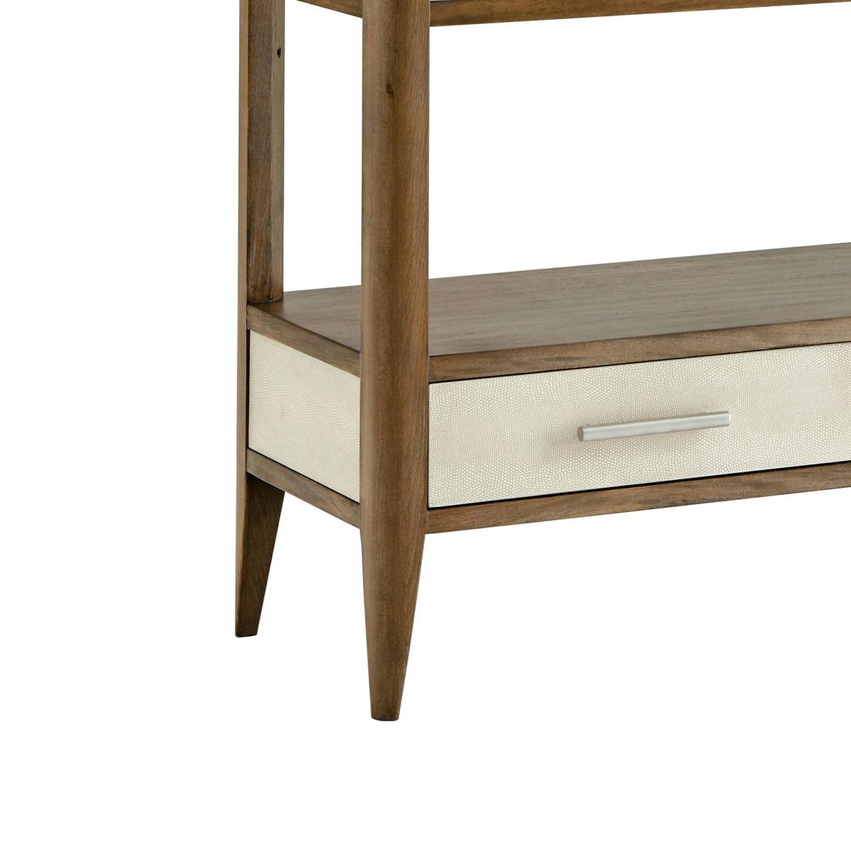 This contemporary etagere features five tiers, including three adjustable shelves that provide flexible storage solutions for books and decor.

Constructed from high-quality Beech and Primavera veneer, the etagere boasts our light mangrove finish
