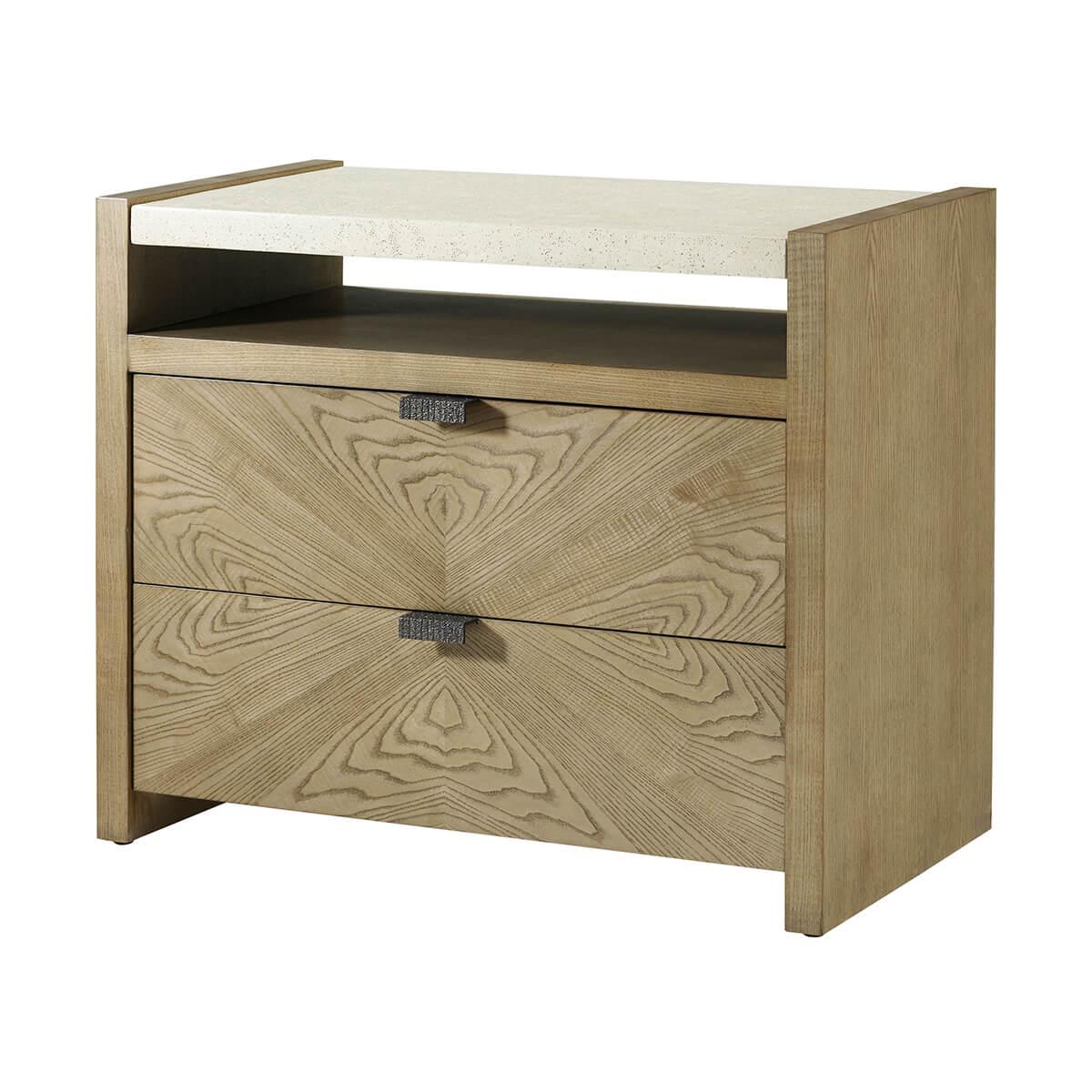 Vietnamese Pair of Light Modern Two Drawer Nightstands For Sale