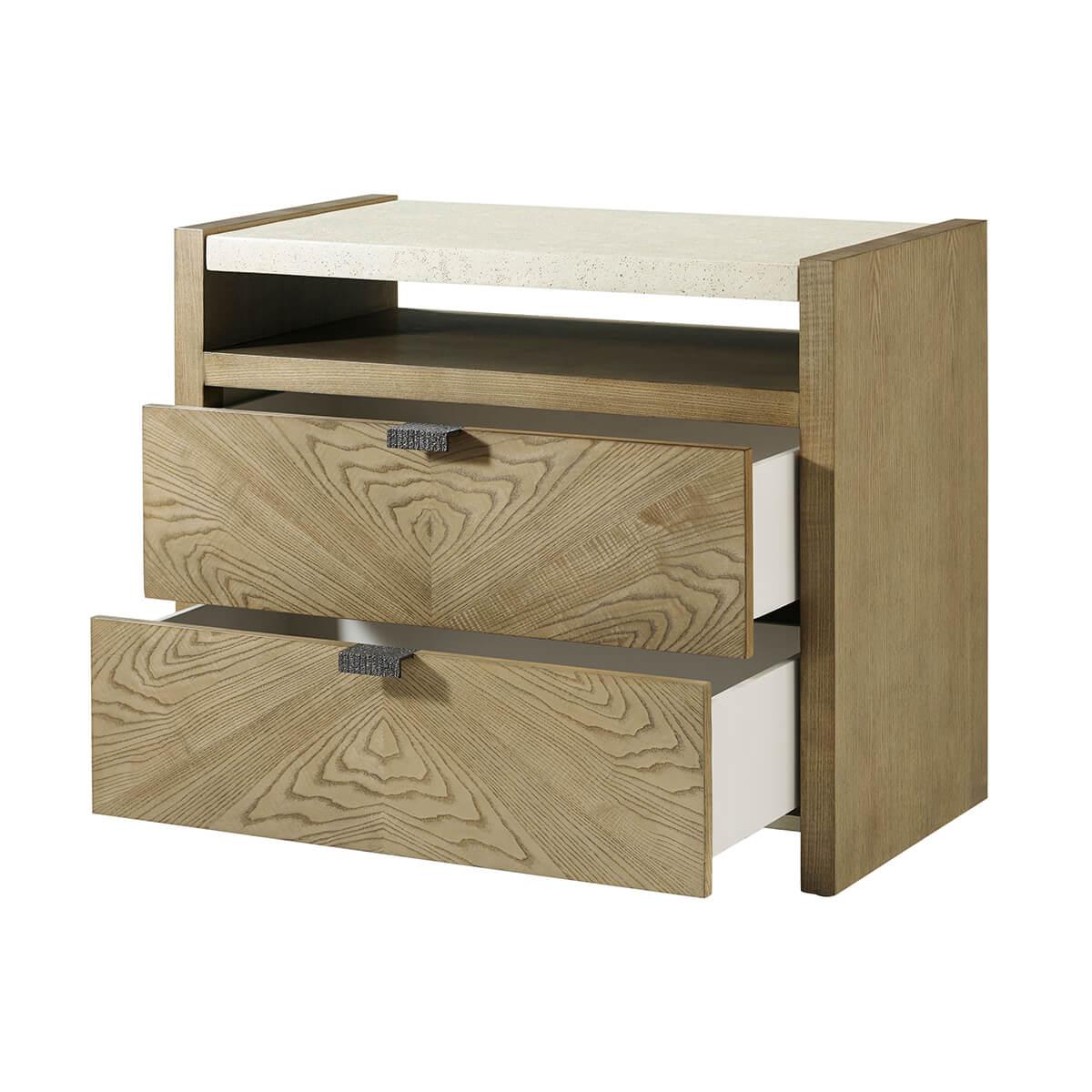Contemporary Pair of Light Modern Two Drawer Nightstands For Sale