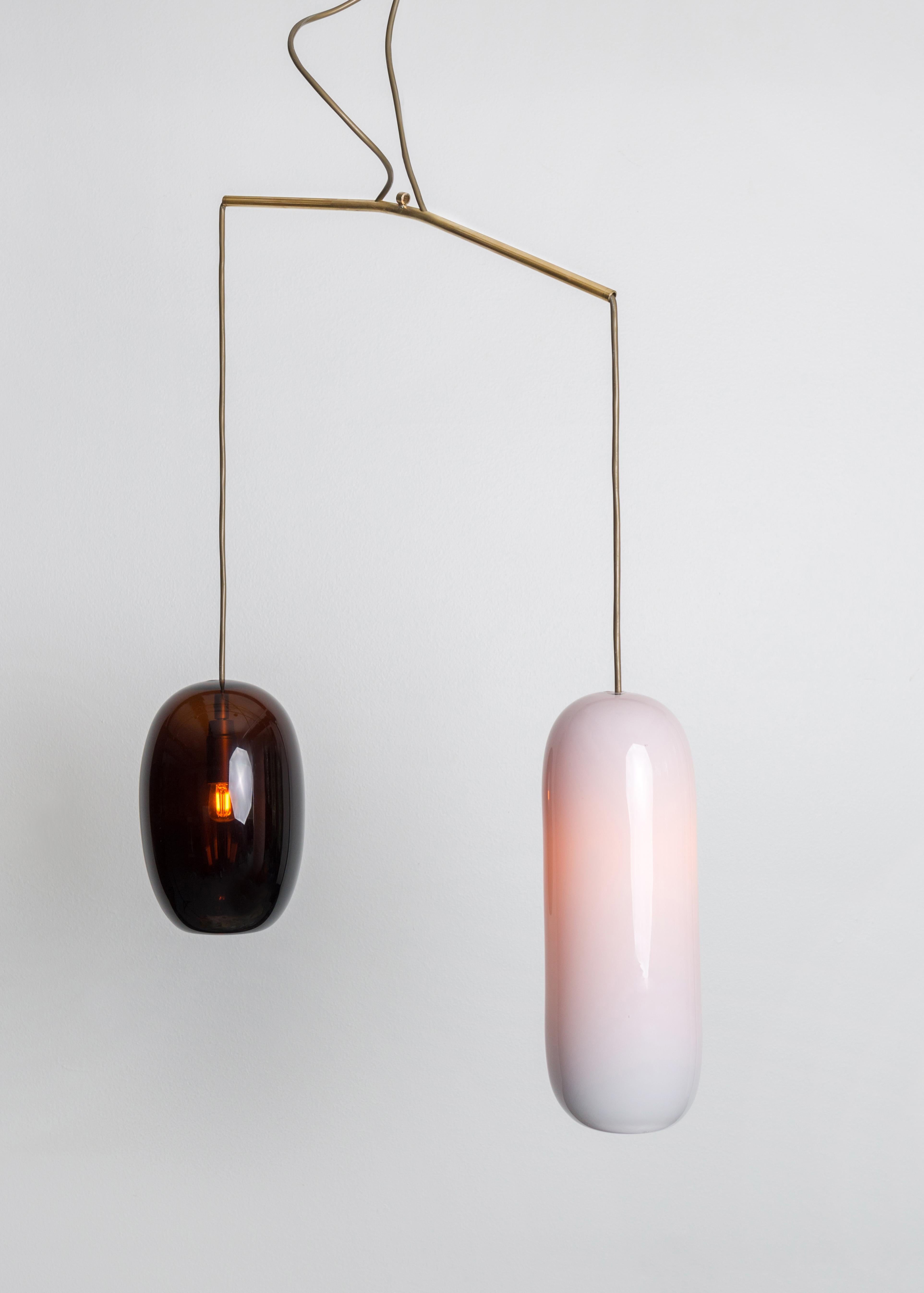 Light No. 13, by Milla Vaahtera
Dimensions: H 60 x W 55
Materials: glass and brass

Vaahtera began to work on this series in May 2017 together with glassblowers Paula Pääkkönen, Sani Lappalainen, Pauli Vähäsarja, Henni Eliala and Jonas Paajanen