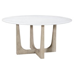 Light Oak and Quartz Round Dining Table