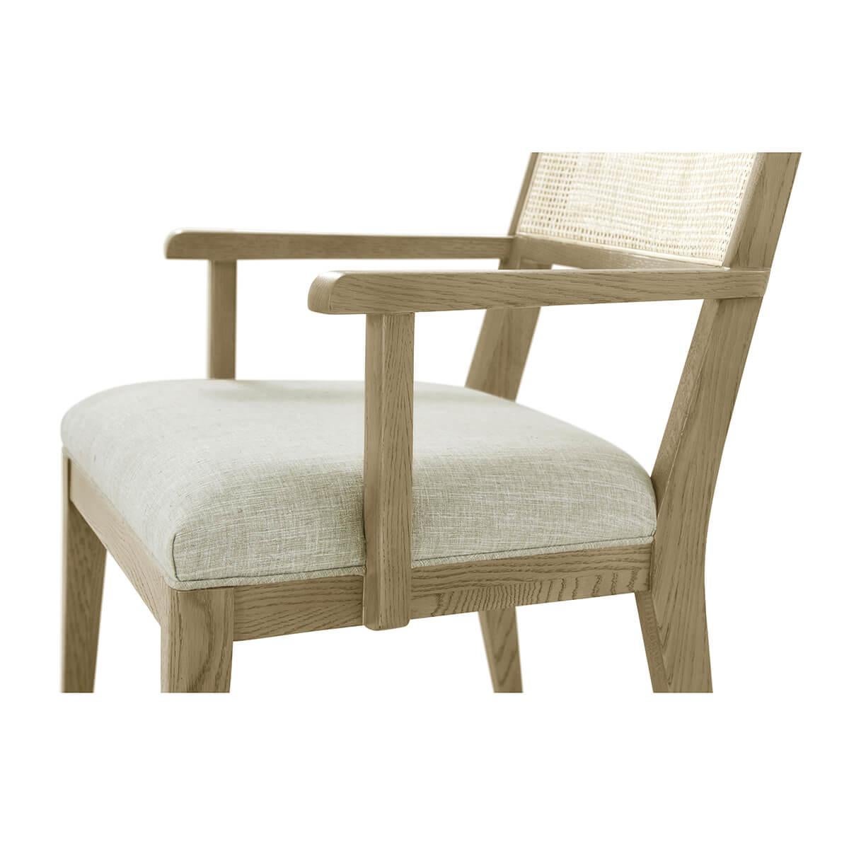 Light Oak Coastal Dining Arm Chair In New Condition For Sale In Westwood, NJ