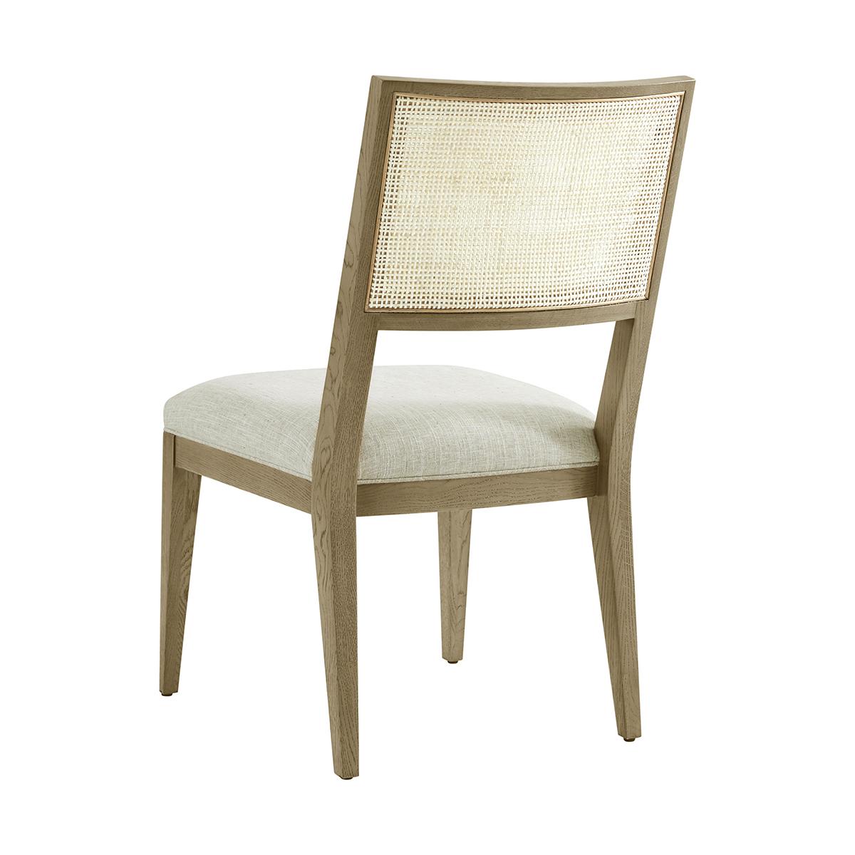 Modern Light Oak Coastal Dining Side Chair For Sale
