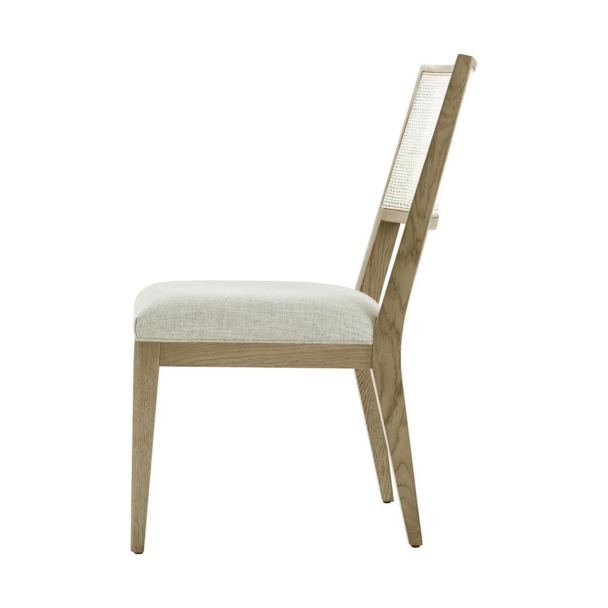 Vietnamese Light Oak Coastal Dining Side Chair For Sale