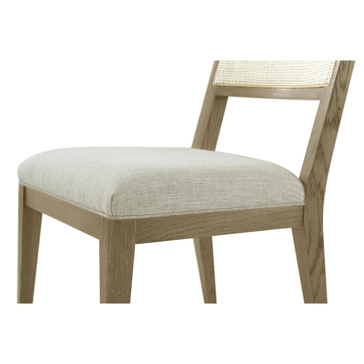 Contemporary Light Oak Coastal Dining Side Chair For Sale