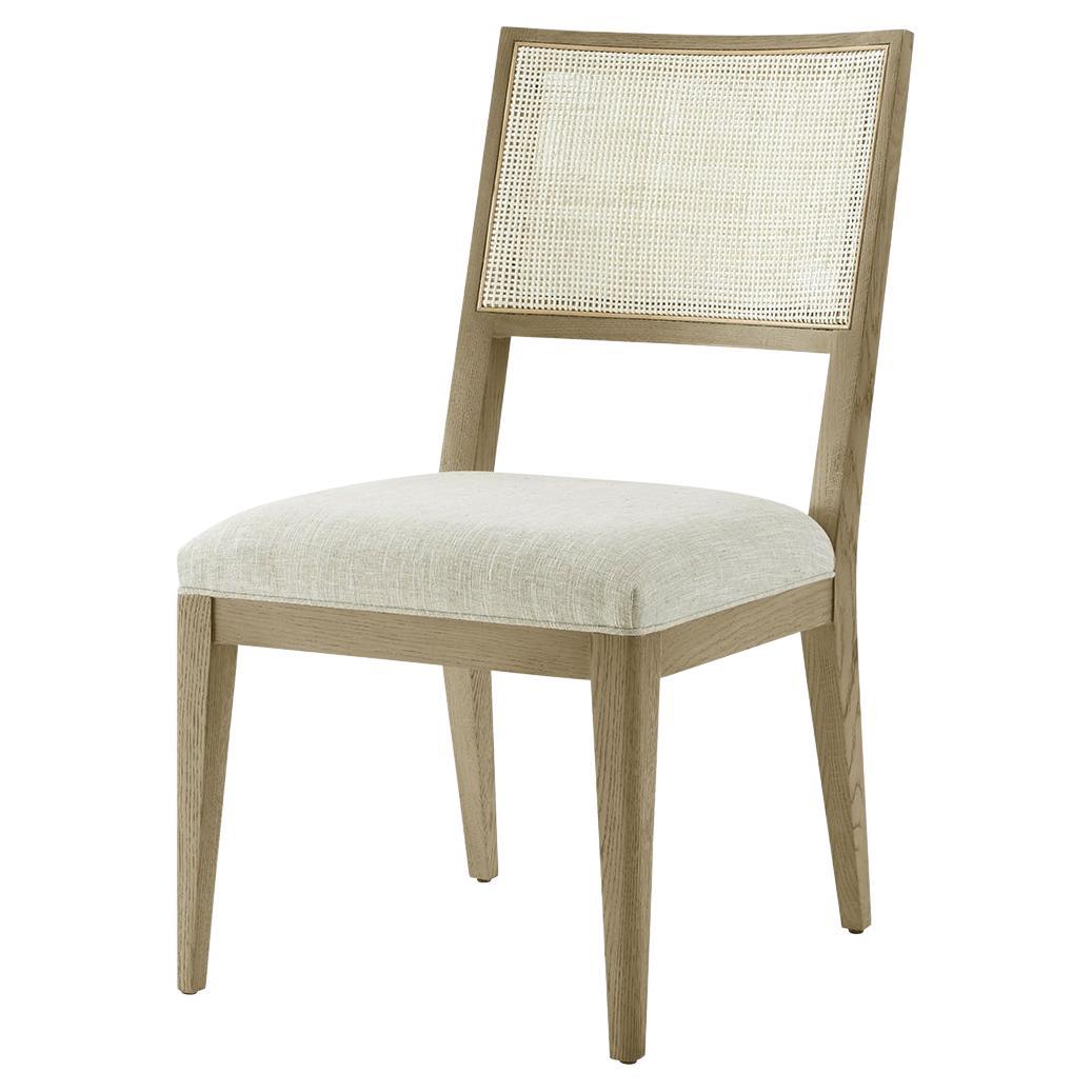 Light Oak Coastal Dining Side Chair For Sale