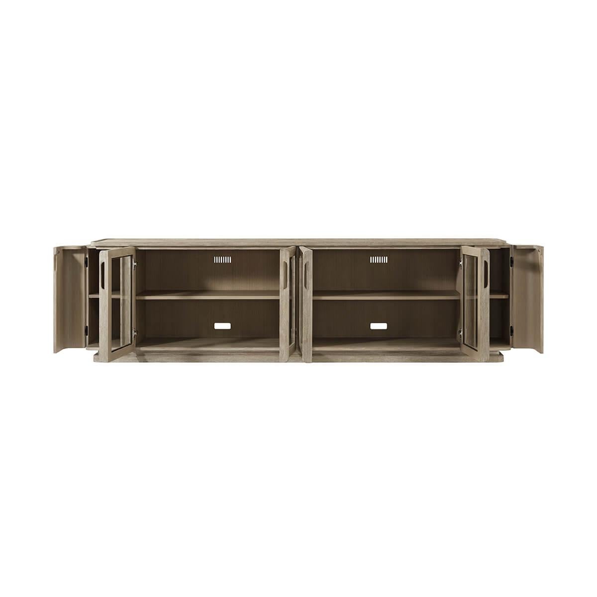 Moderno Console multimediale lunga moderna in Oak Light in vendita