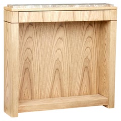 Light Oak Marble-Top Console Hall Table