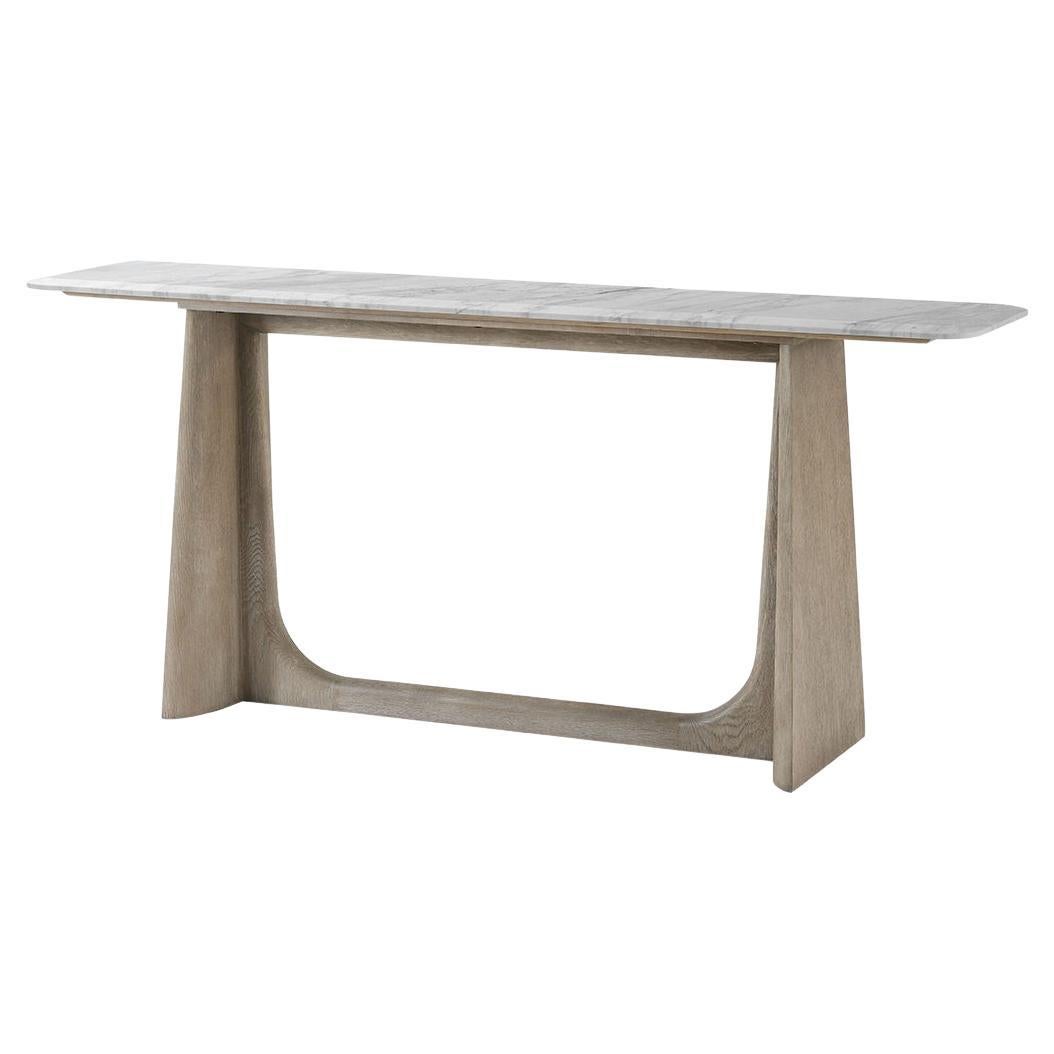 Light Oak Modern Marble Top Console Table For Sale